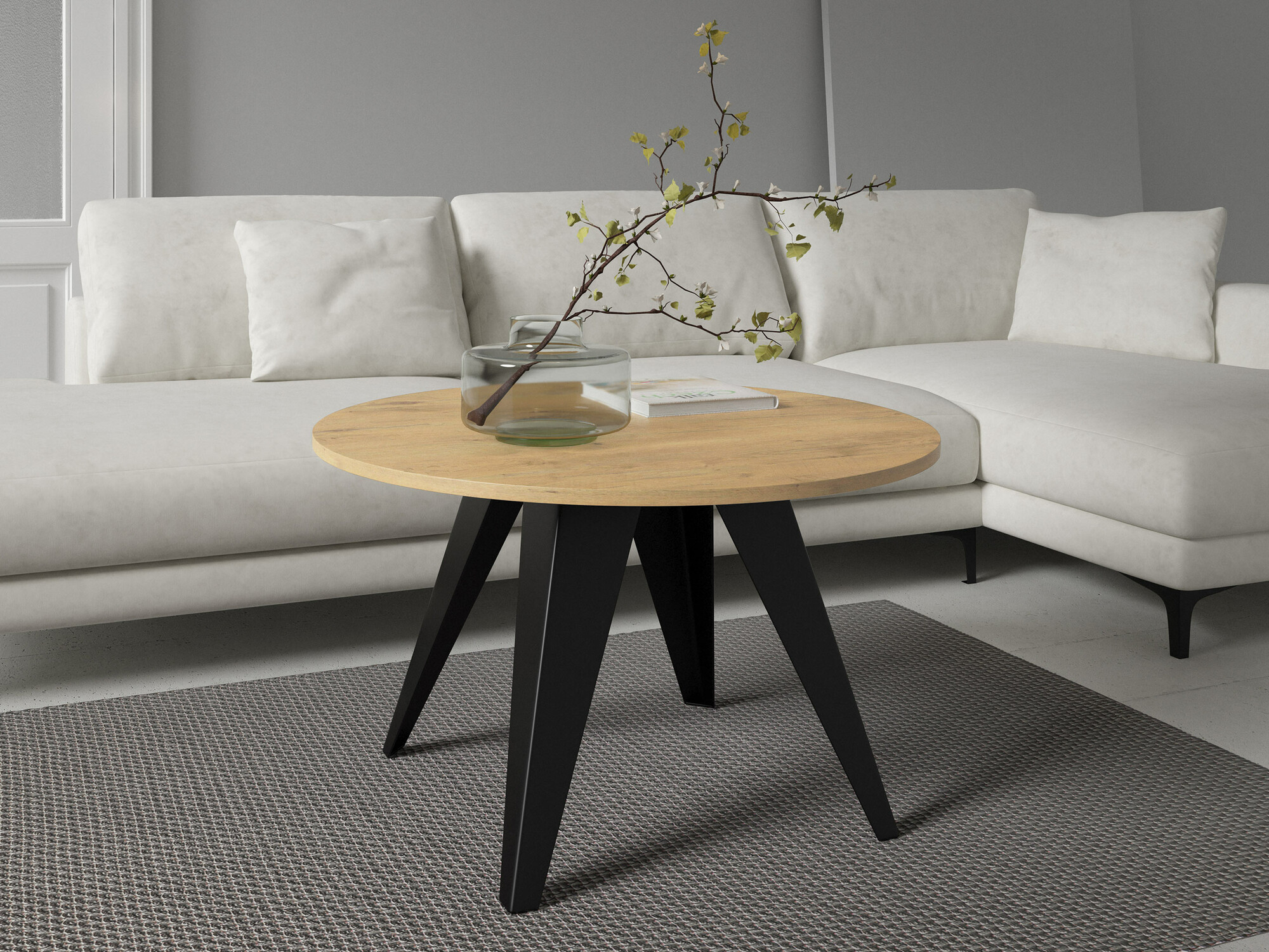 Coffee table Oswego 116 (Black + Lancelot oak)