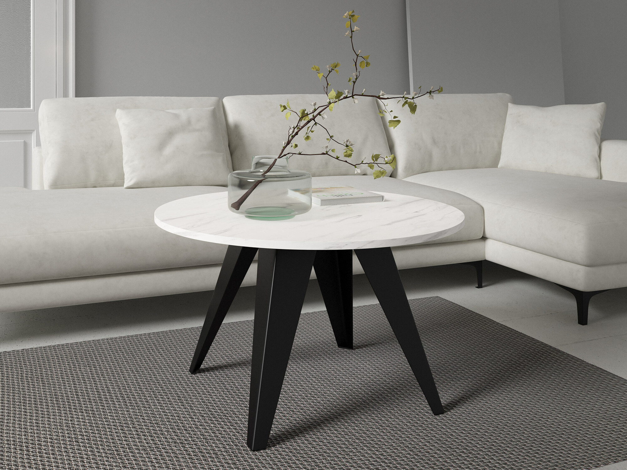Coffee table Oswego 116 (Black + White marble)