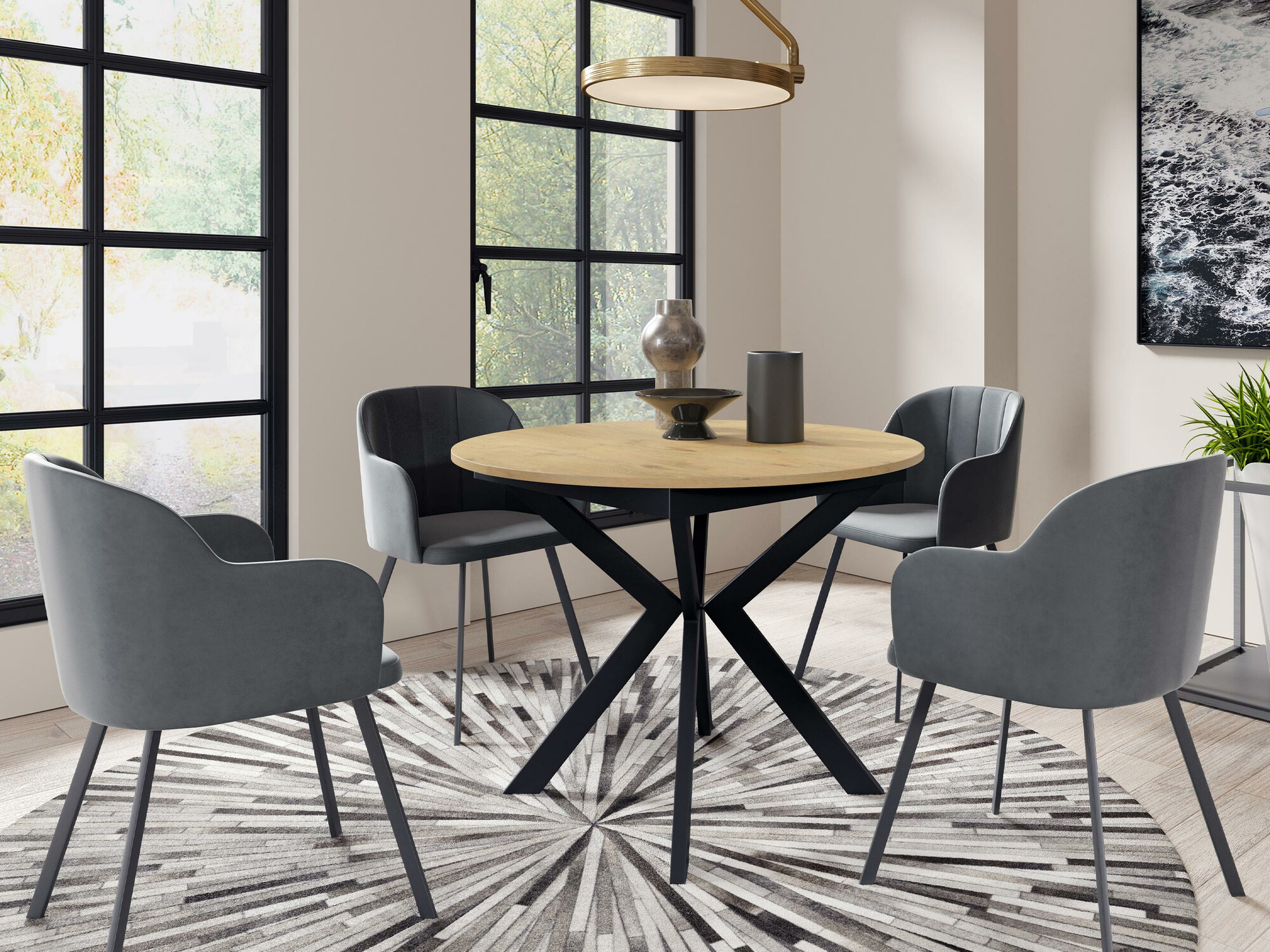 Table Oswego 112 (Black + Lancelot oak)
