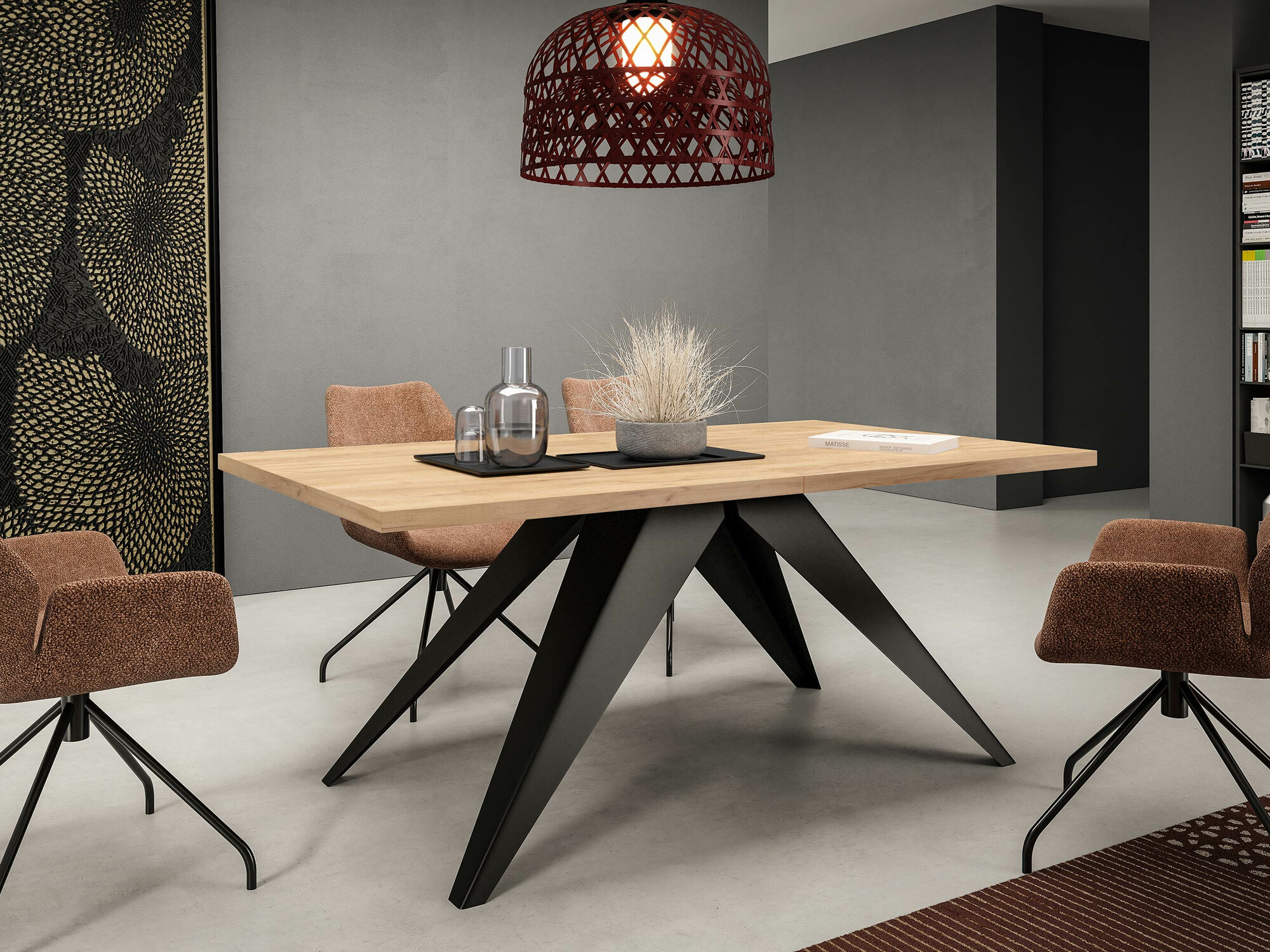Table Oswego 113 (Black + Craft golden oak)