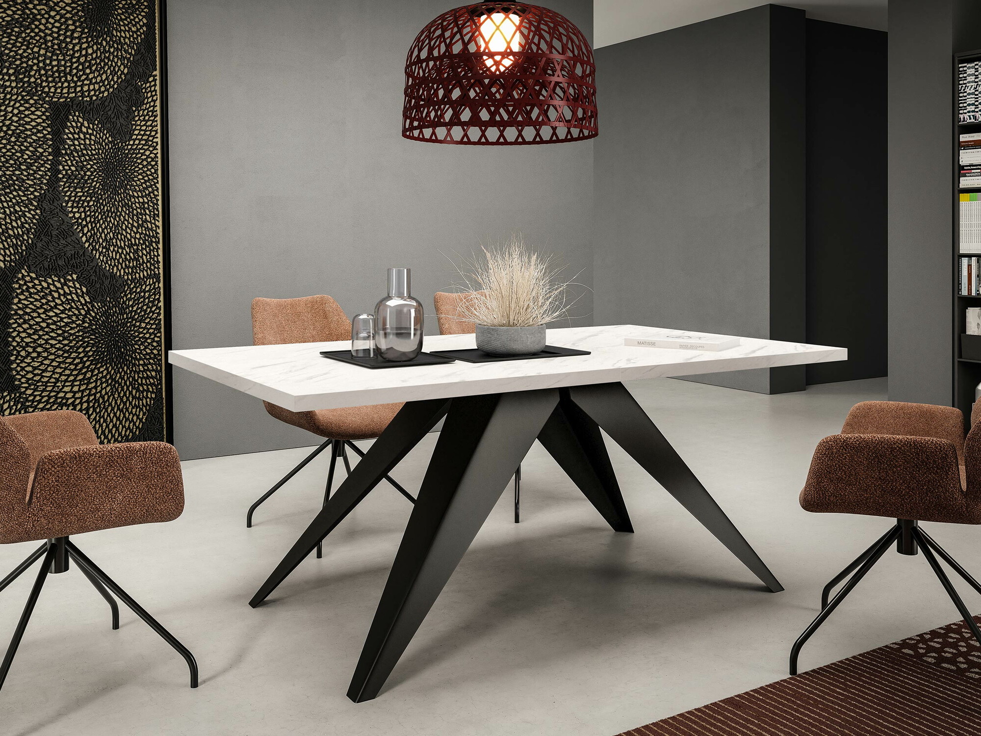 Table Oswego 113 (Black + White marble)