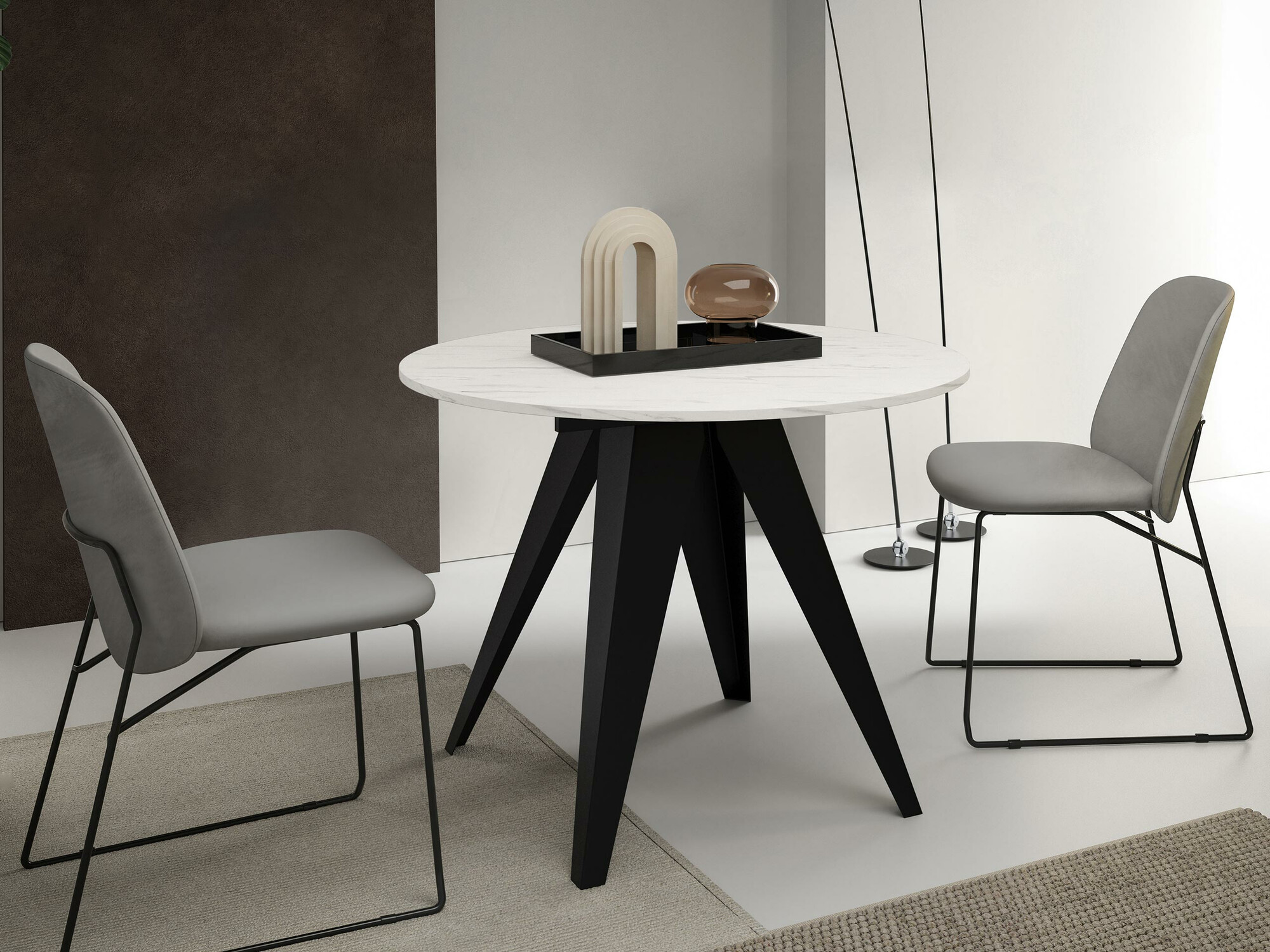 Table Oswego 114 (Black + White marble)