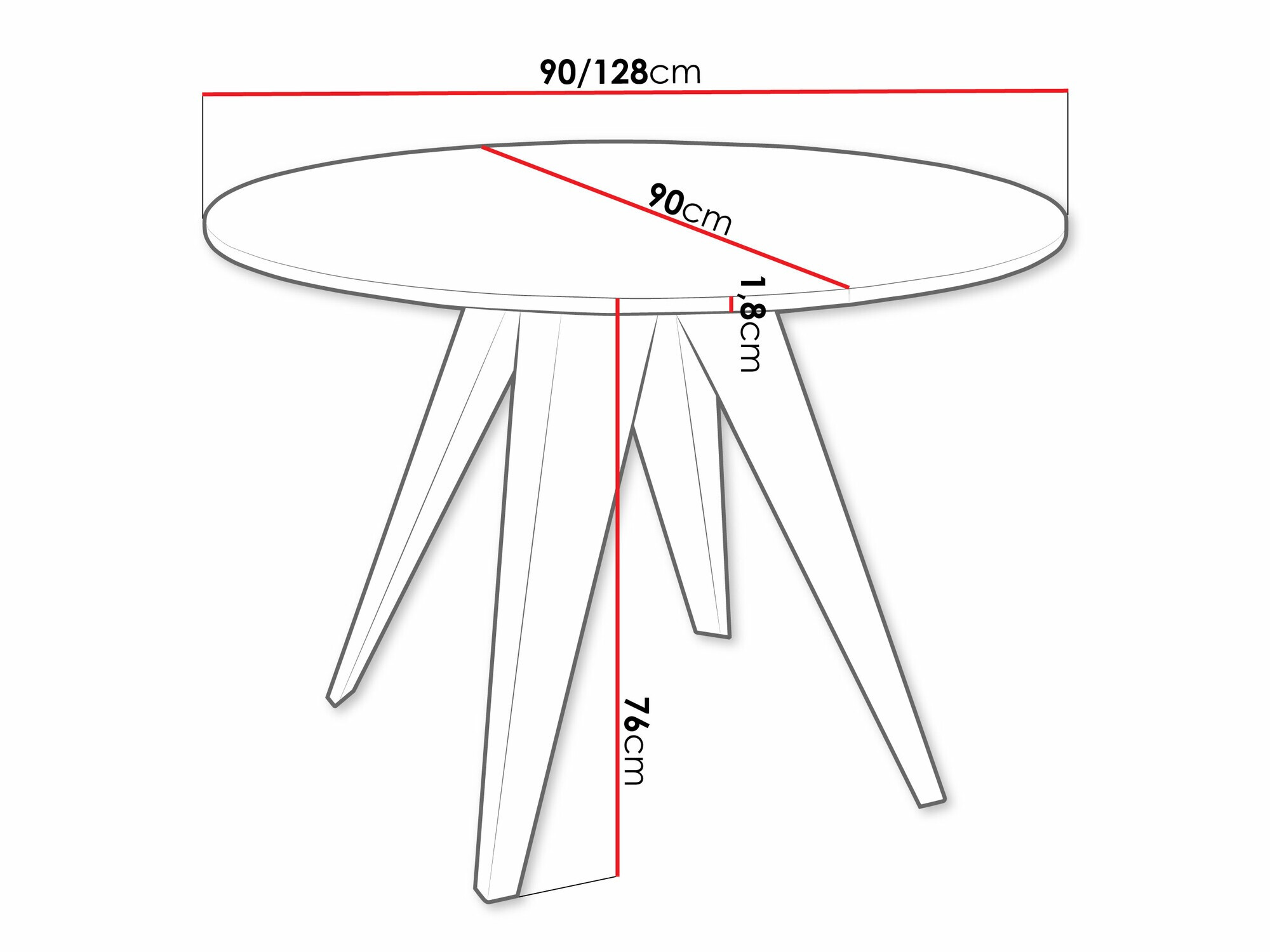 Table Oswego 114 (Black + White)