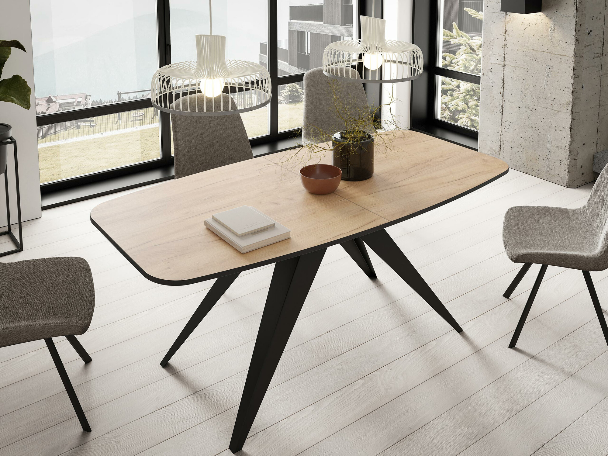 Table Oswego 115 (Black + Craft golden oak)