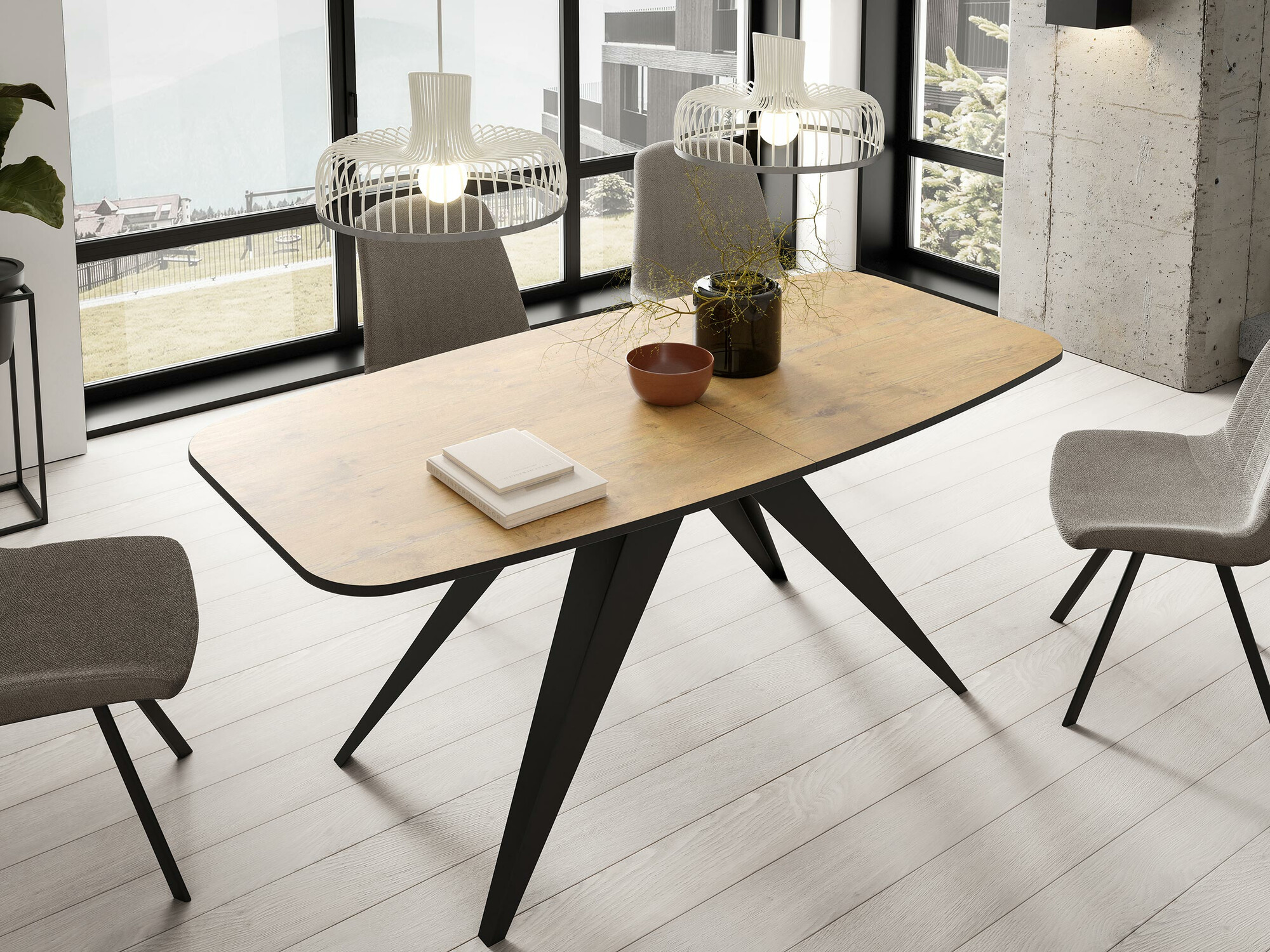 Table Oswego 115 (Black + Lancelot oak)