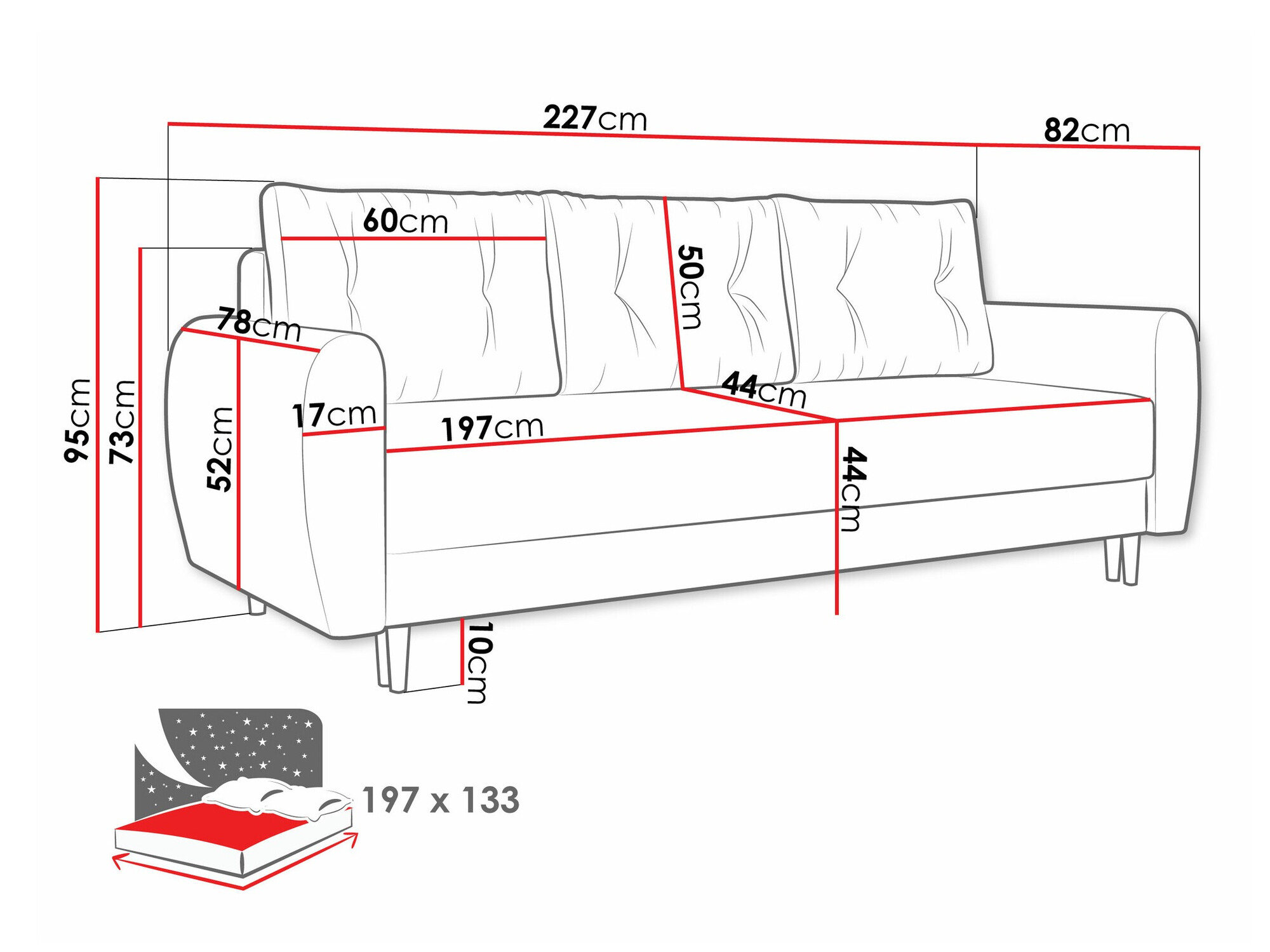 Sofa bed Memphis 143 (Itaka 10)