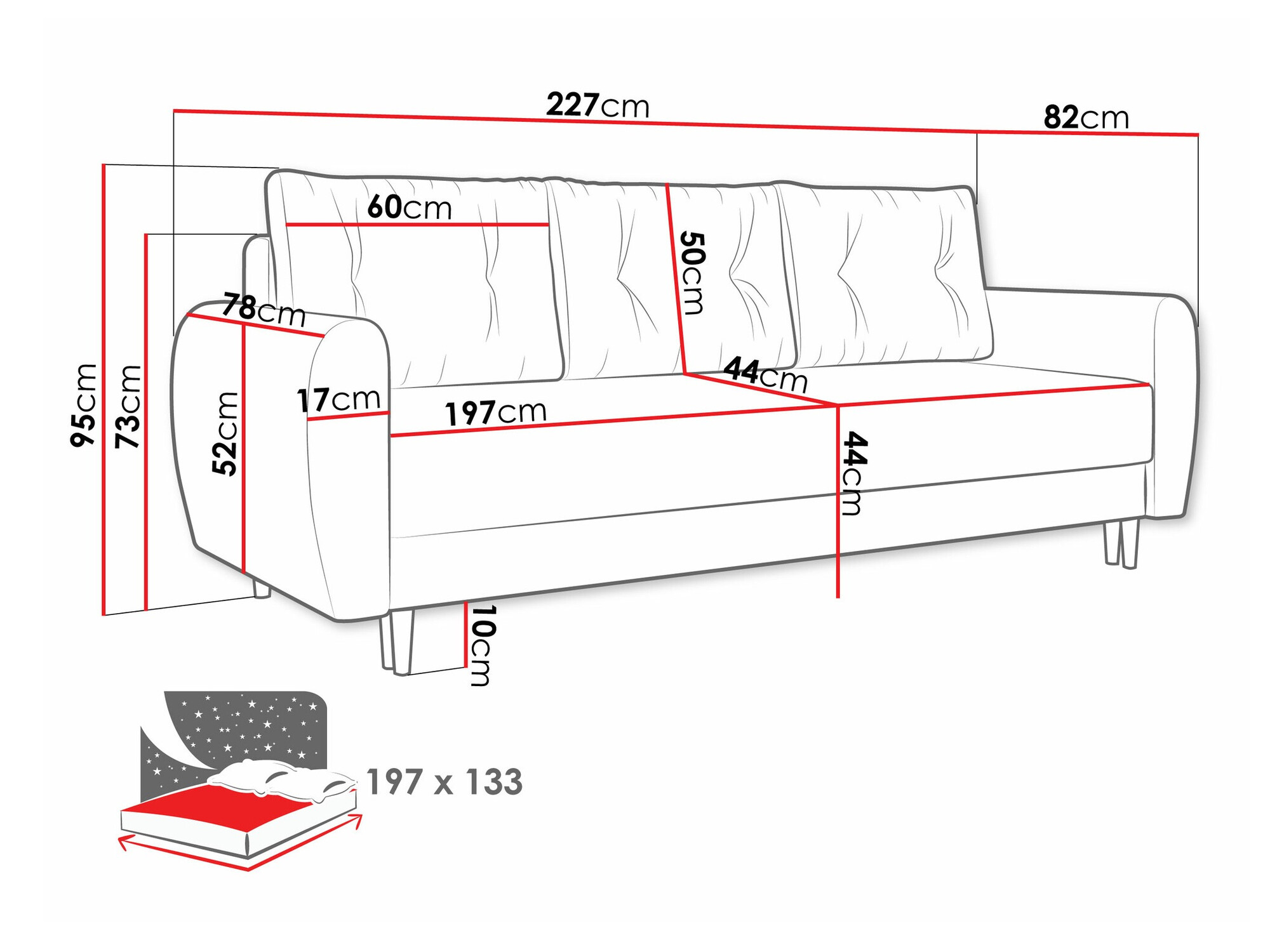 Sofa bed Memphis 143 (Itaka 14)
