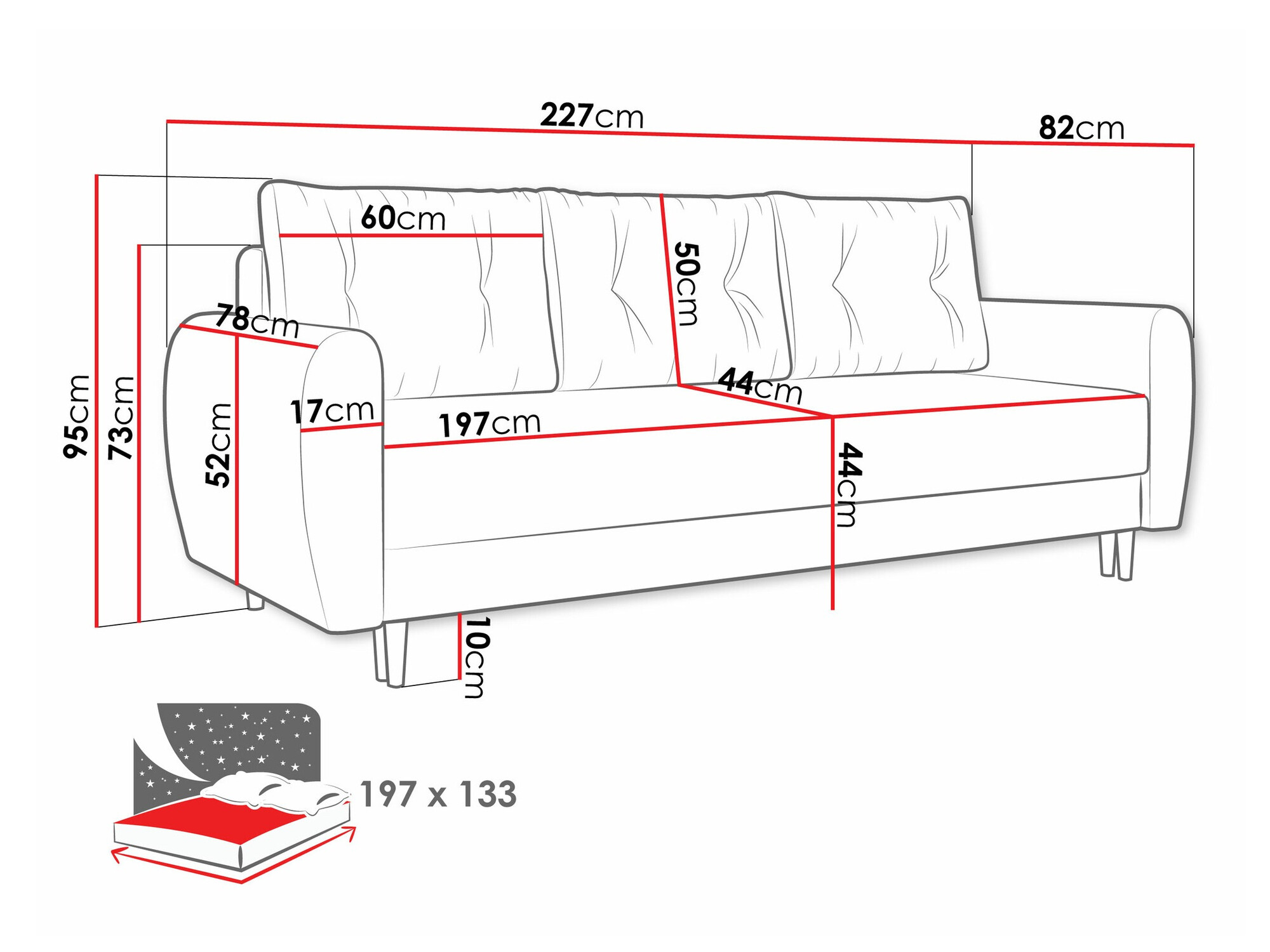 Sofa bed Memphis 143 (Itaka 16)