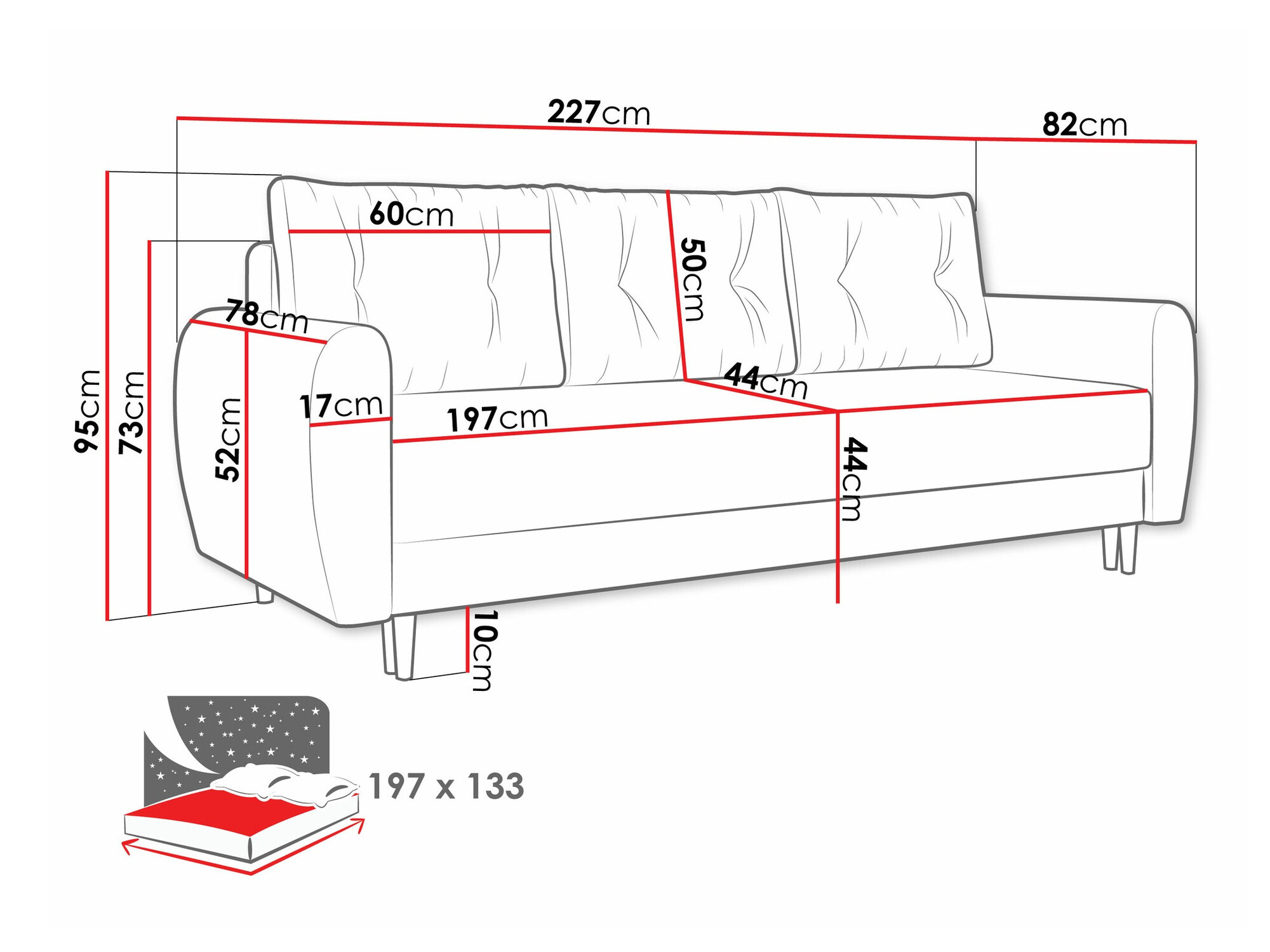 Sofa bed Memphis 143 (Itaka 33)