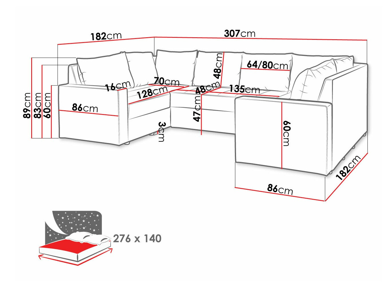 Corner sofa Providence 145 (Loca 30)