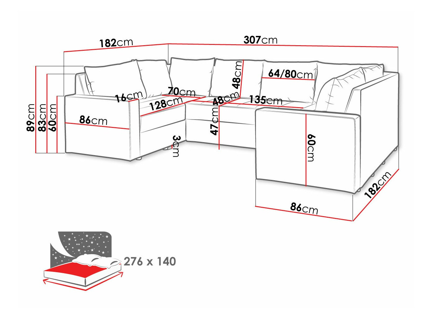 Corner sofa Providence 145 (Montana 101 + MDL 5)