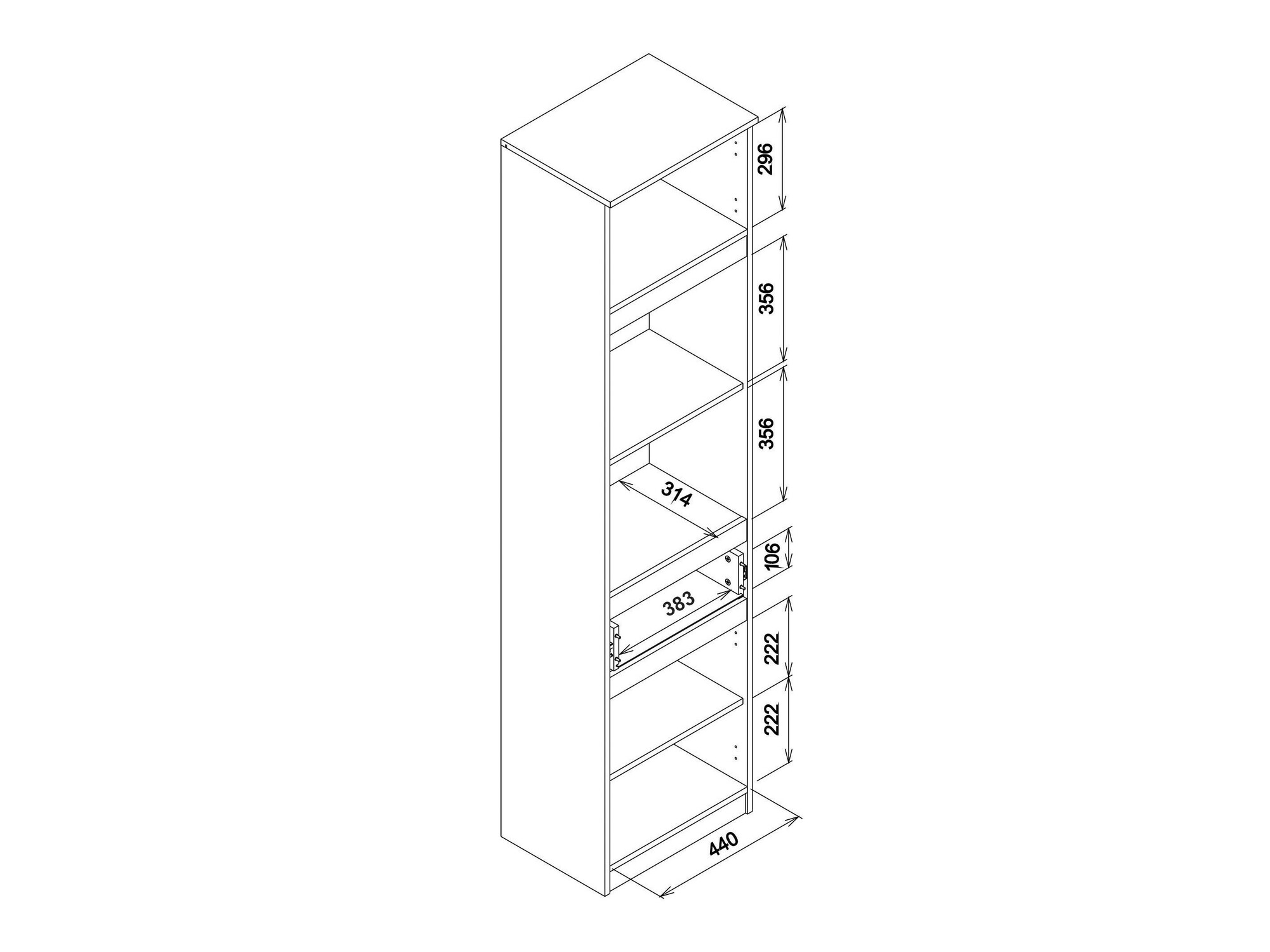 Bookcase Orlando 225 (White + Oak)