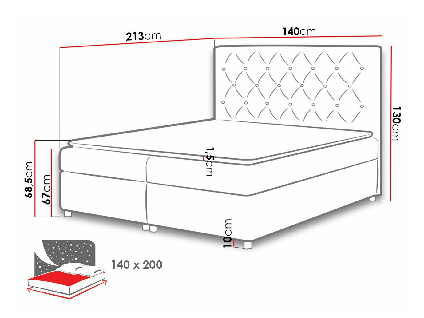 Continental bed Domus (Primo 8801)