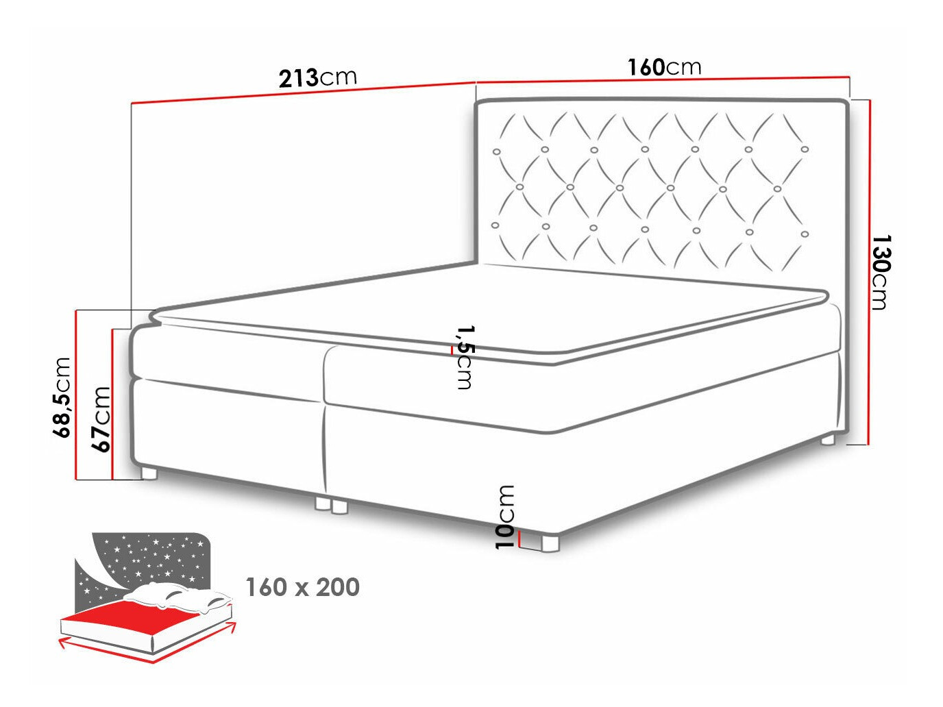 Continental bed Domus (Primo 8804)