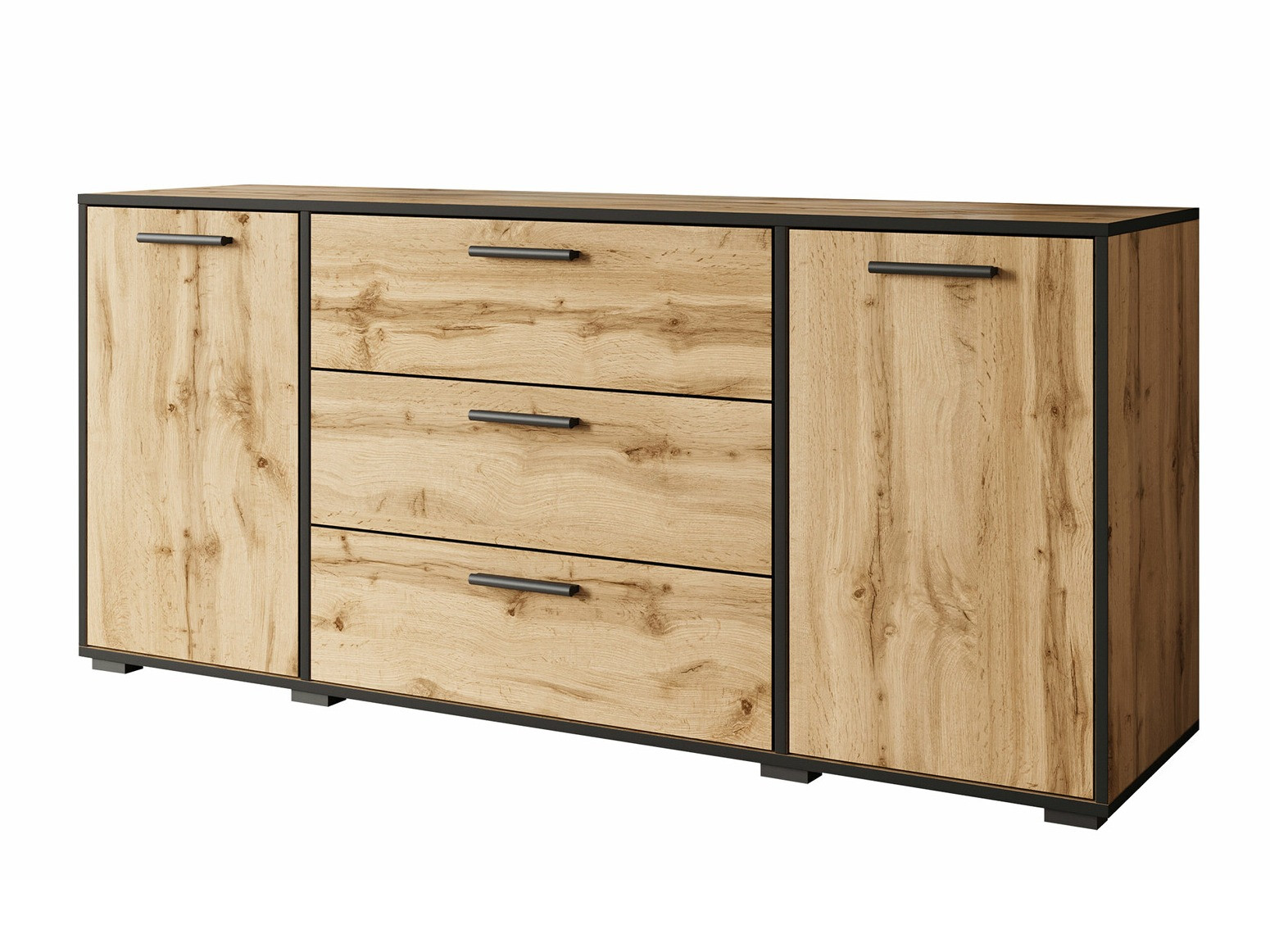 Chest of drawers Sarasota 174 (Black + Wotan Oak)