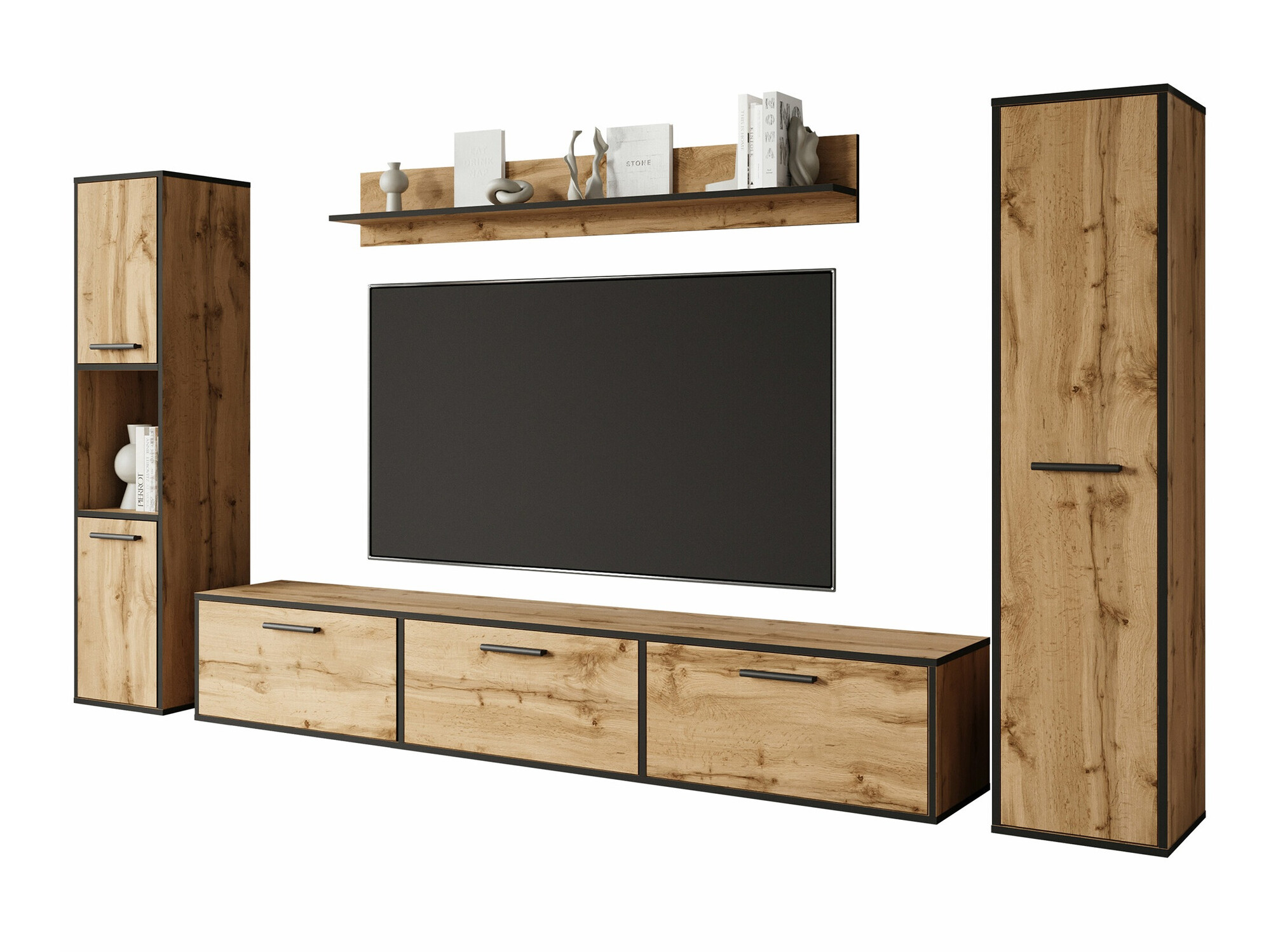 Living room set Sarasota 175 (Black + Wotan Oak)