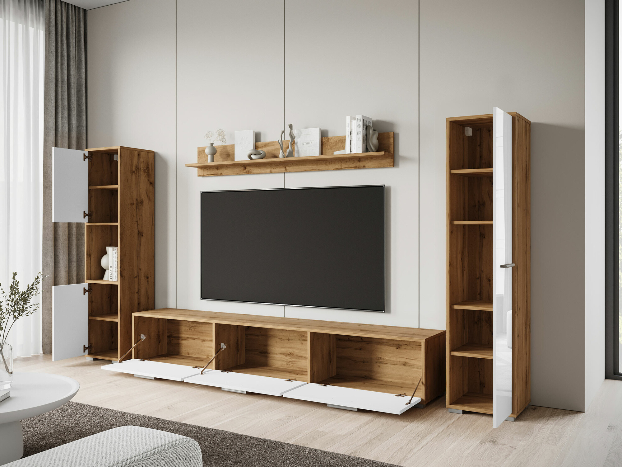Living room set Sarasota 175 (Black + Wotan Oak)