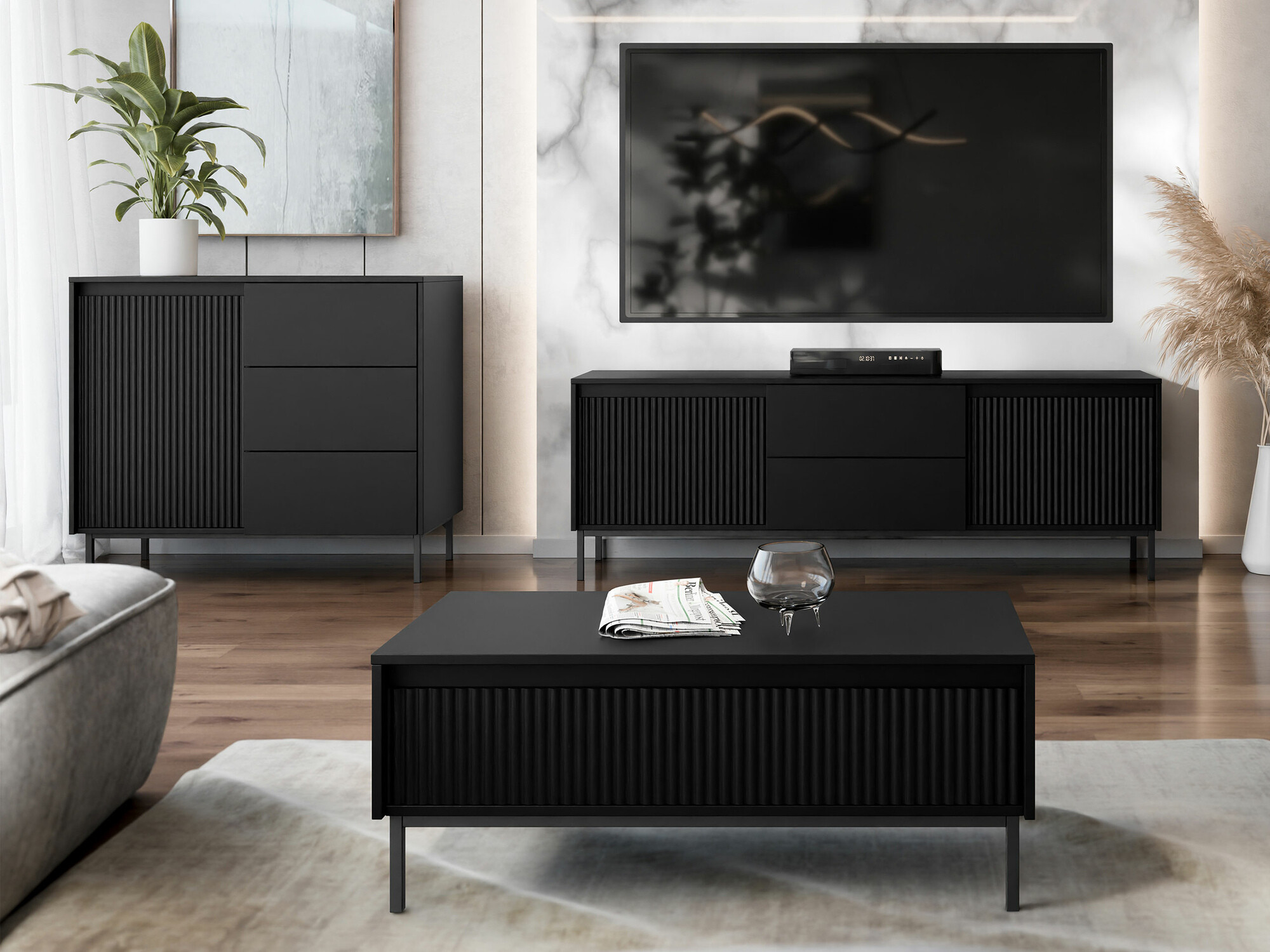 Living room set Comfivo Delruva II (Black)