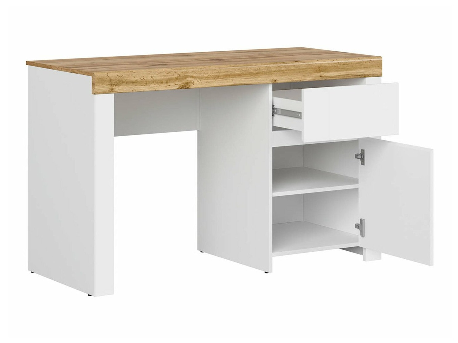 Desk Sonsoru 130 (White + Glossy white + Wotan Oak)