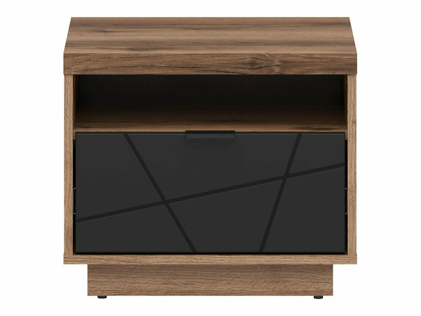 Bedside table Fivale 115 (Dark Delano oak + Matte black)