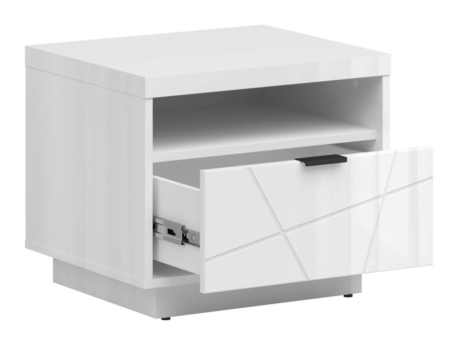 Bedside table Fivale 115 (Glossy white + White)