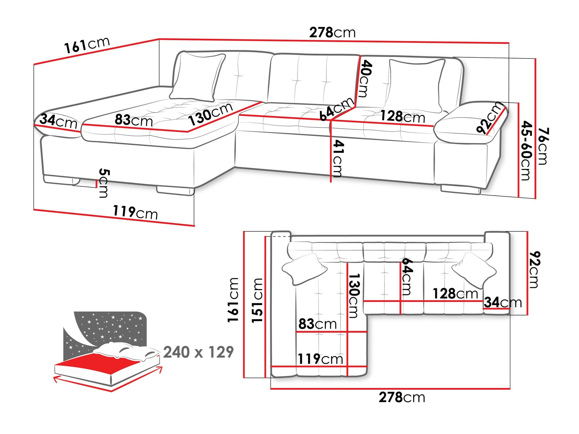 Corner sofa Comfivo Sanitas II (Baloo 2074)