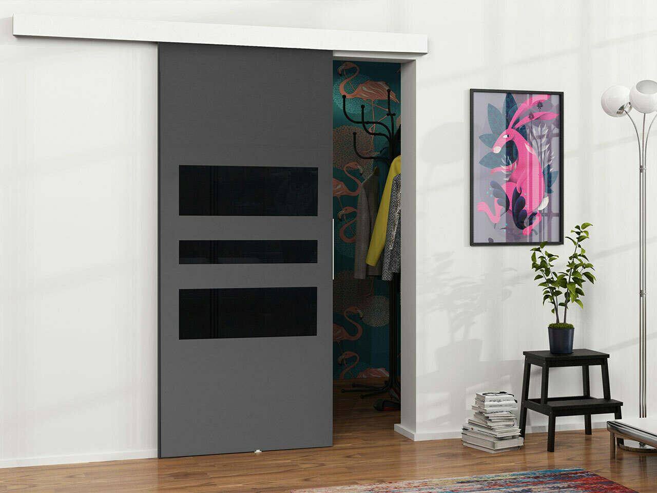 Sliding door Dover 140 (Anthracite + Black)
