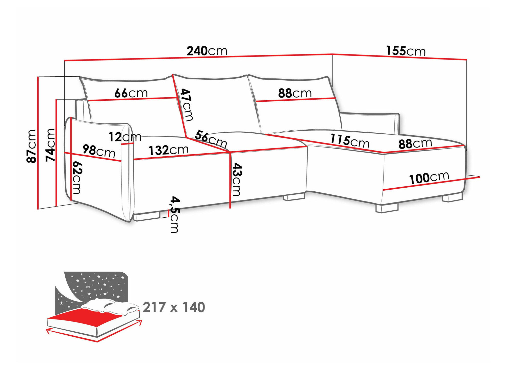 Corner sofa Columbus 226 (Soul 16)