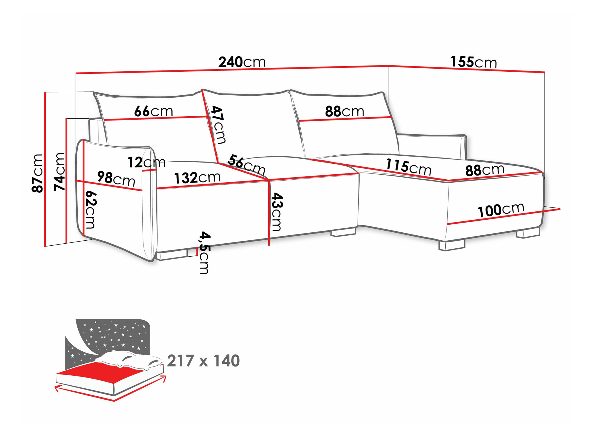Corner sofa Columbus 226 (Soul 18)