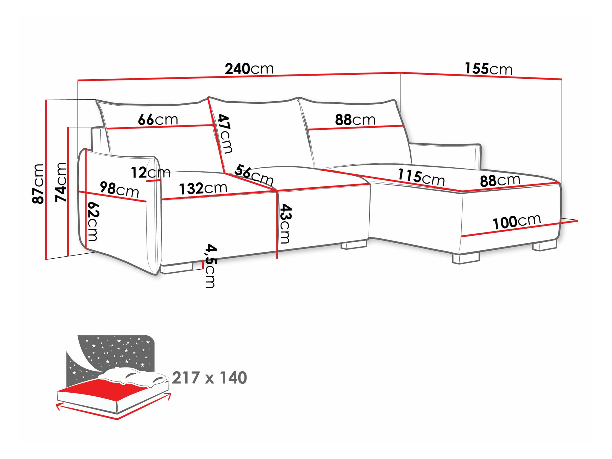 Corner sofa Columbus 226 (Soul 1)