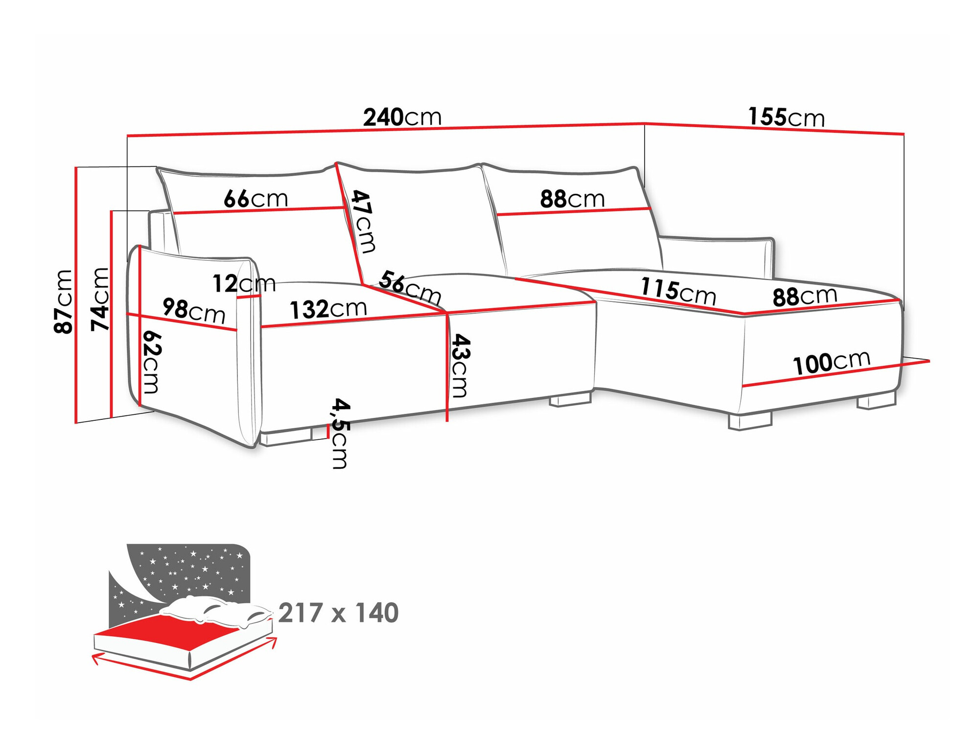 Corner sofa Columbus 226 (Soul 20)