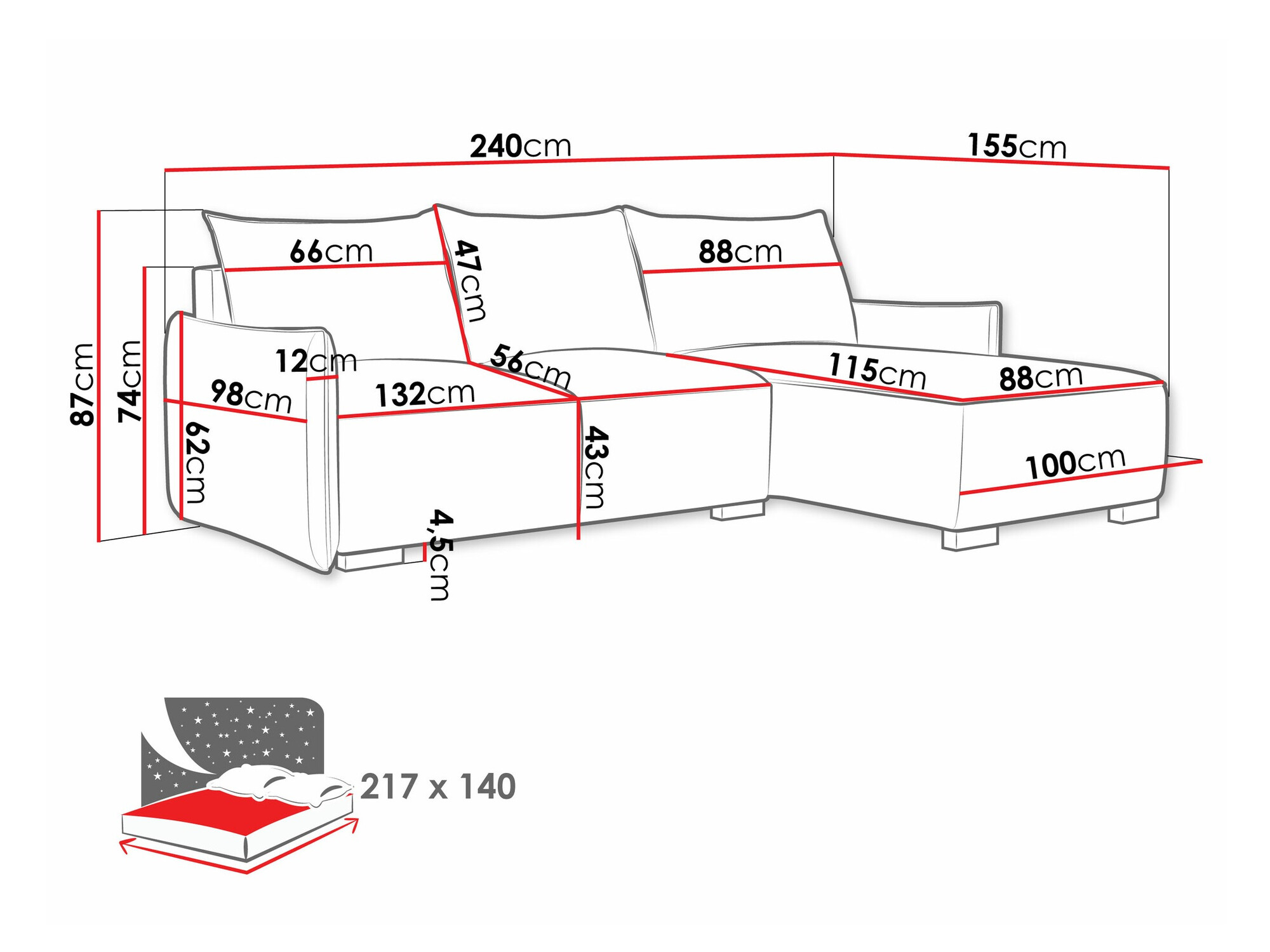 Corner sofa Columbus 226 (Soul 4)
