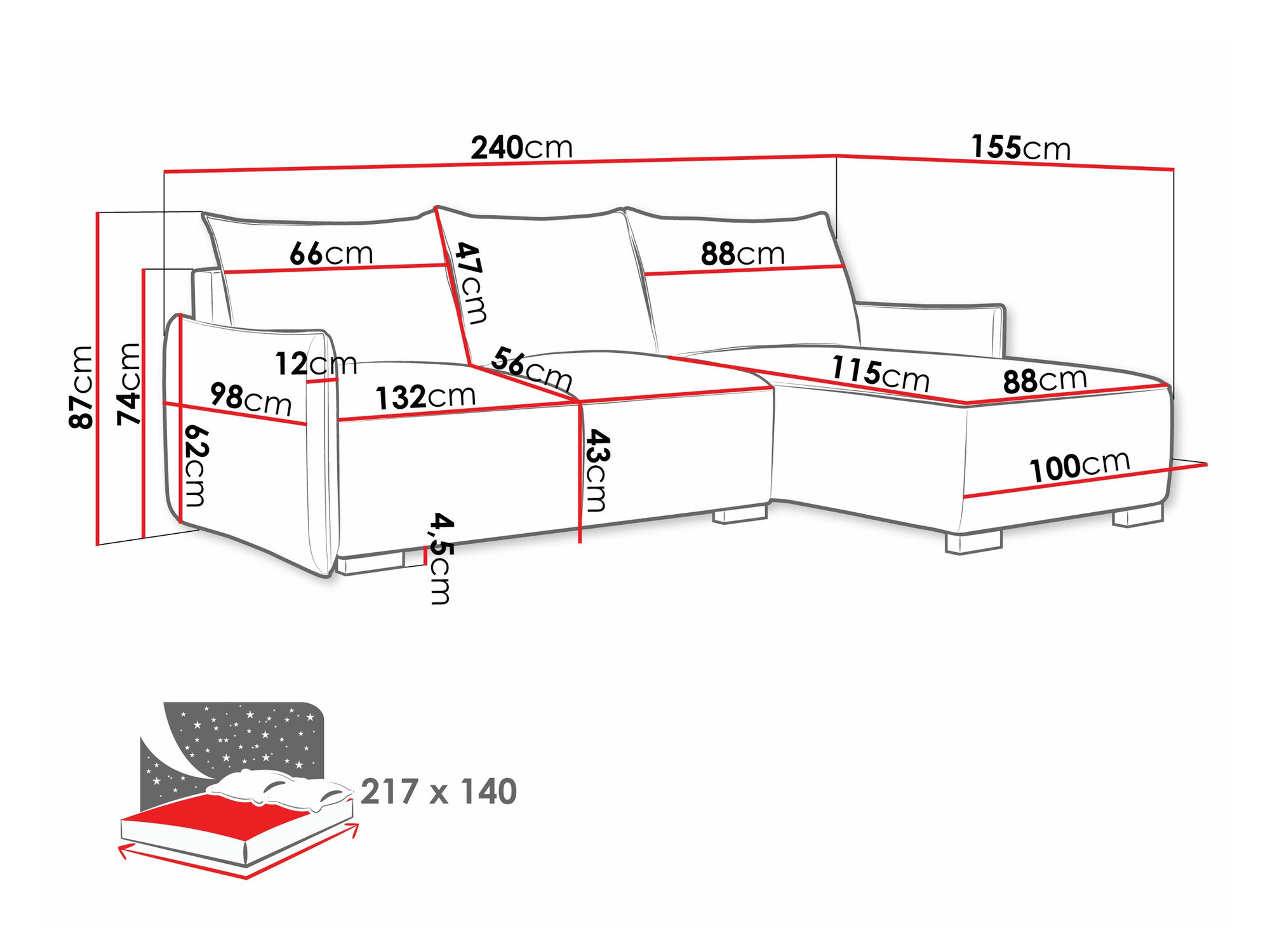 Corner sofa Columbus 226 (Soul 8)