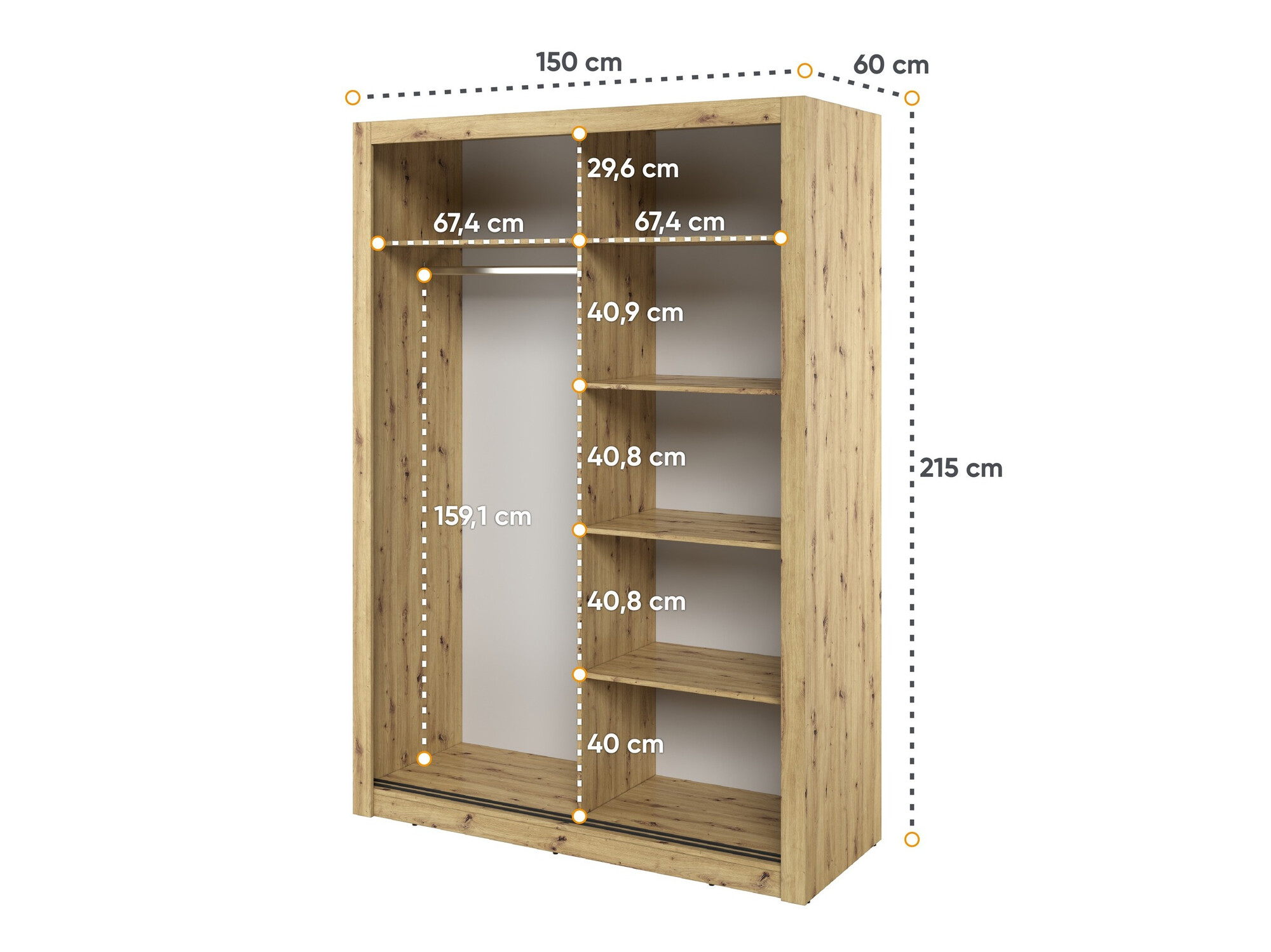 Wardrobe Fresno 152 (Artisan oak)