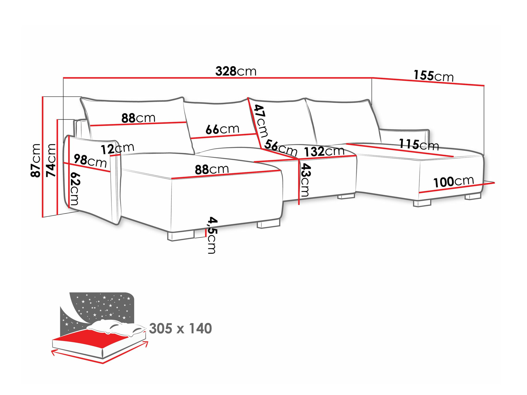 Corner sofa Columbus 218 (Soul 10)