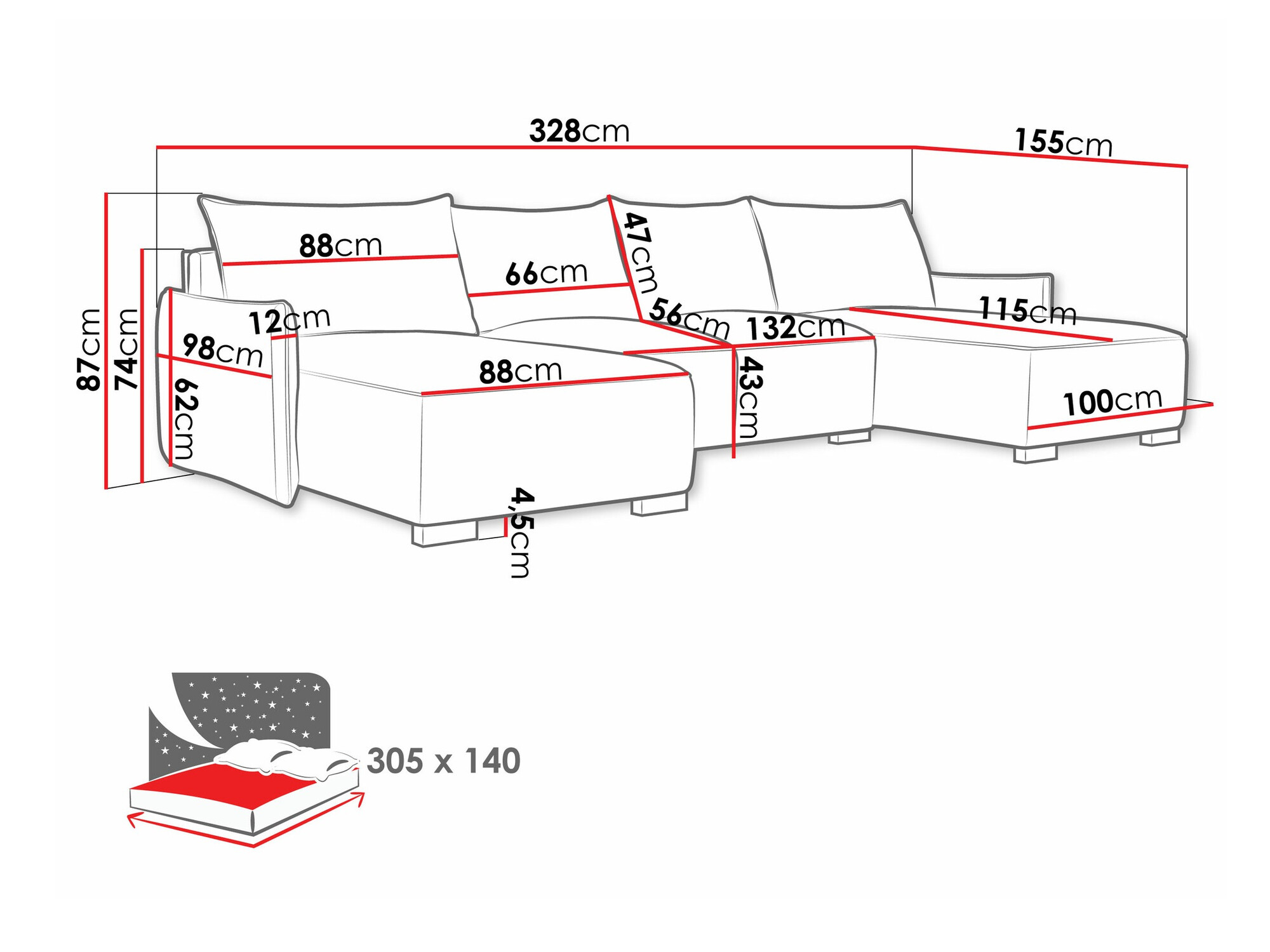 Corner sofa Columbus 218 (Soul 15)