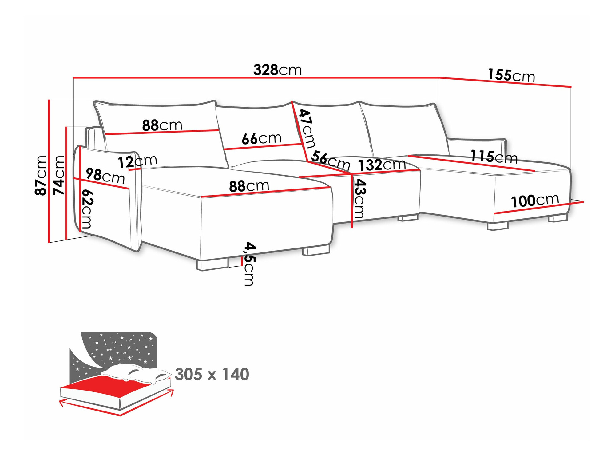 Corner sofa Columbus 218 (Soul 1)