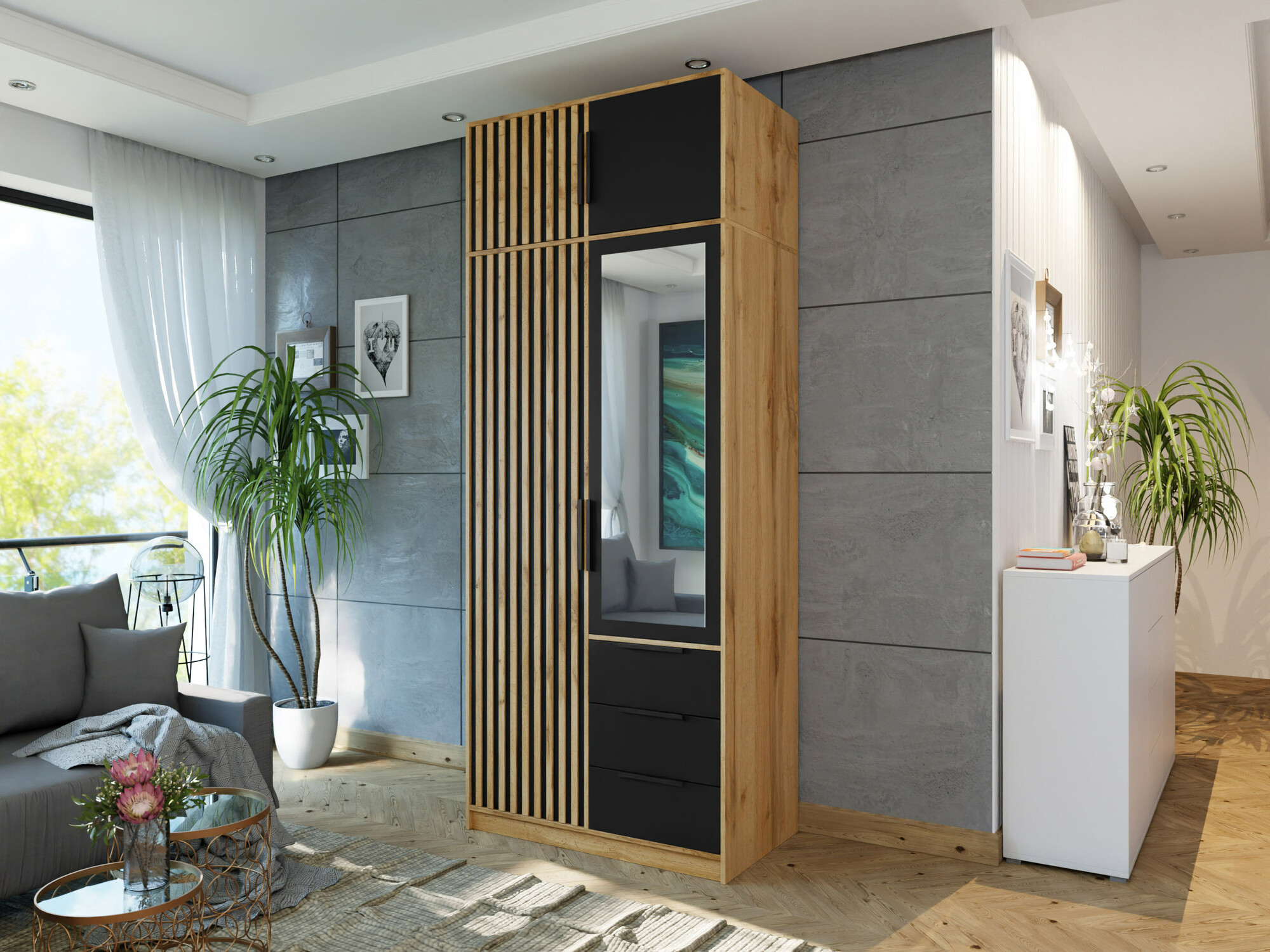Wardrobe Collis (Wotan Oak + Black)