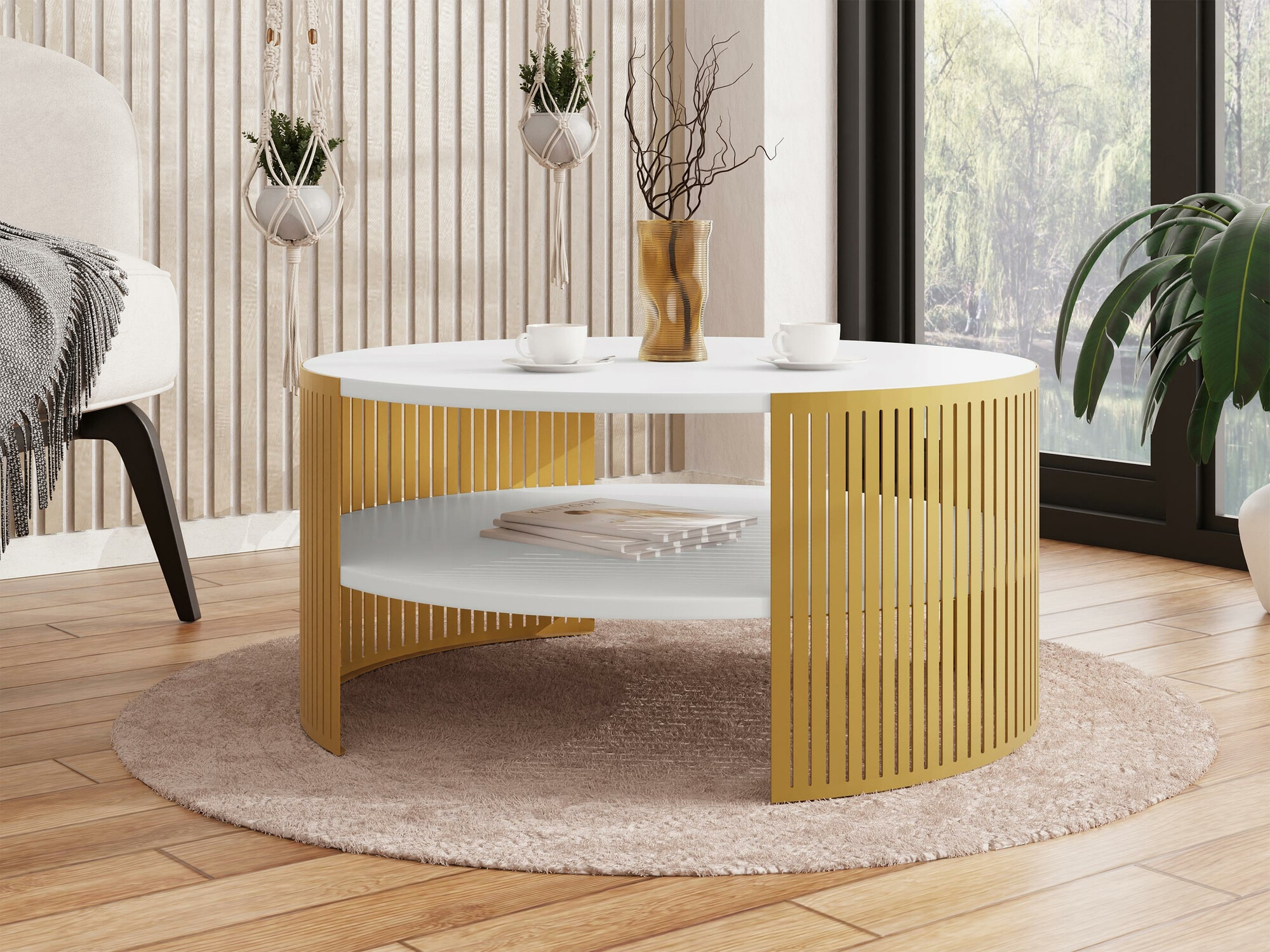 Coffee table Civer I (Golden + White)