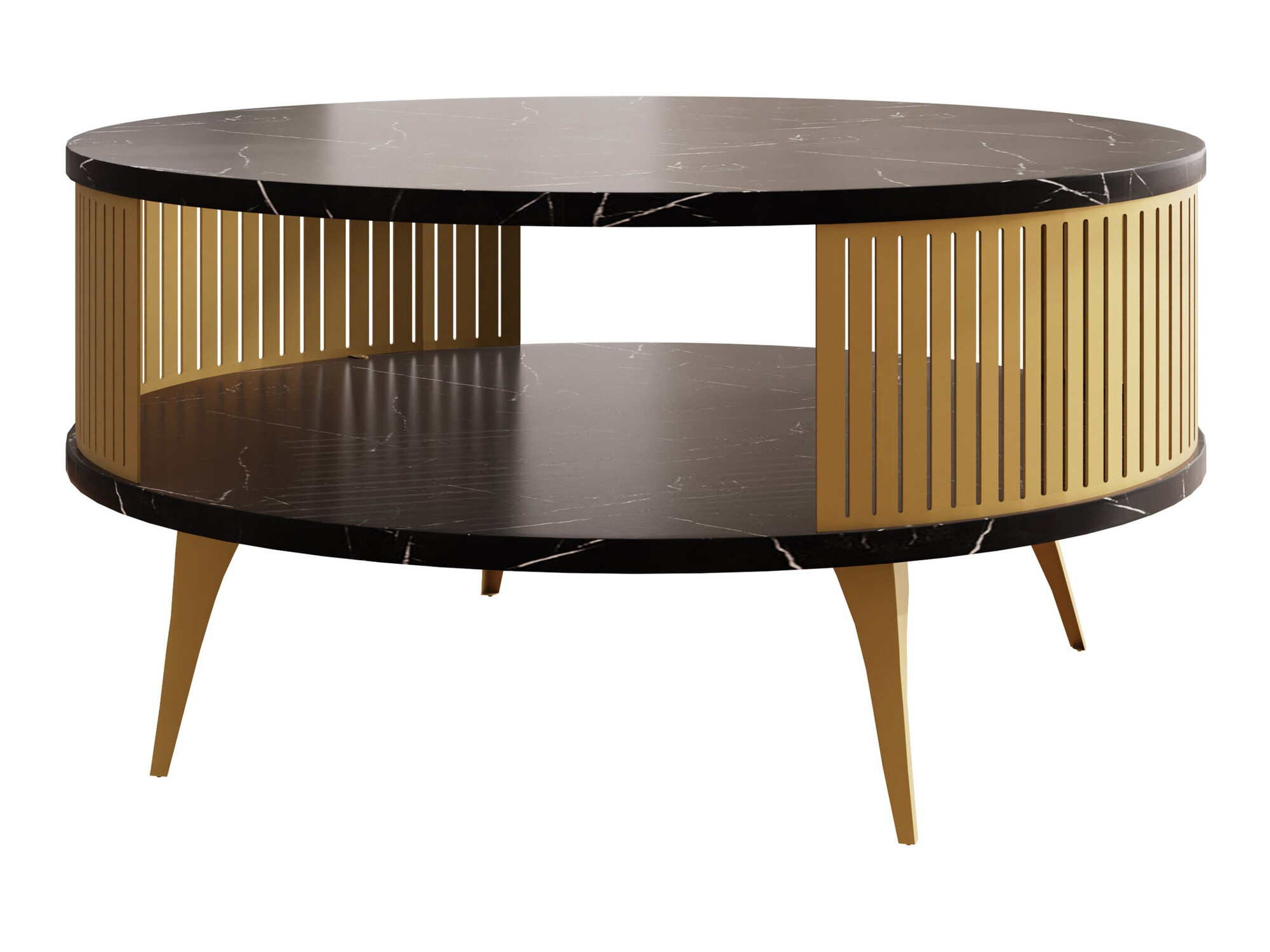 Coffee table Vitum I (Golden + Black marble)