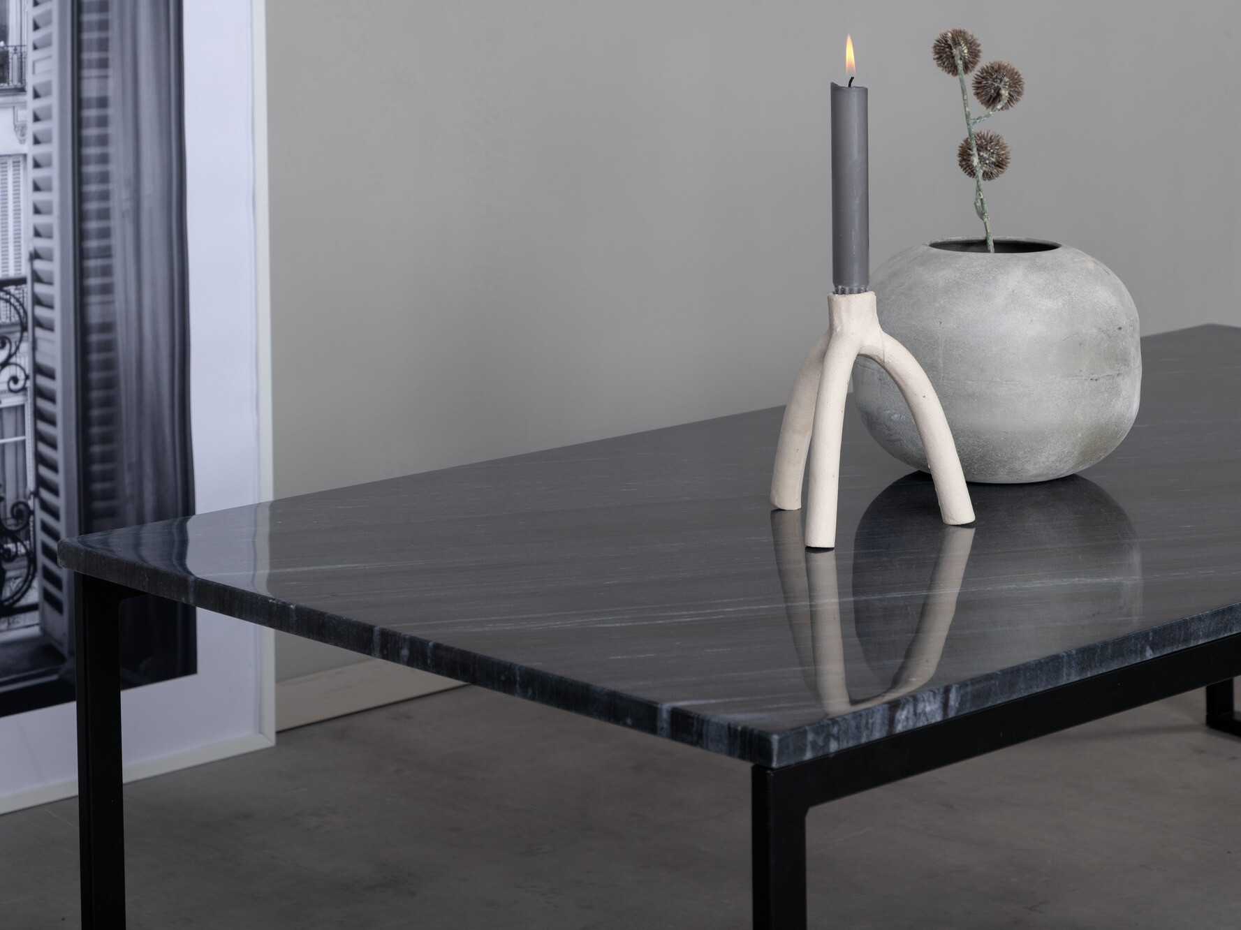Coffee table Dallas 179 (Grey marble + Black)