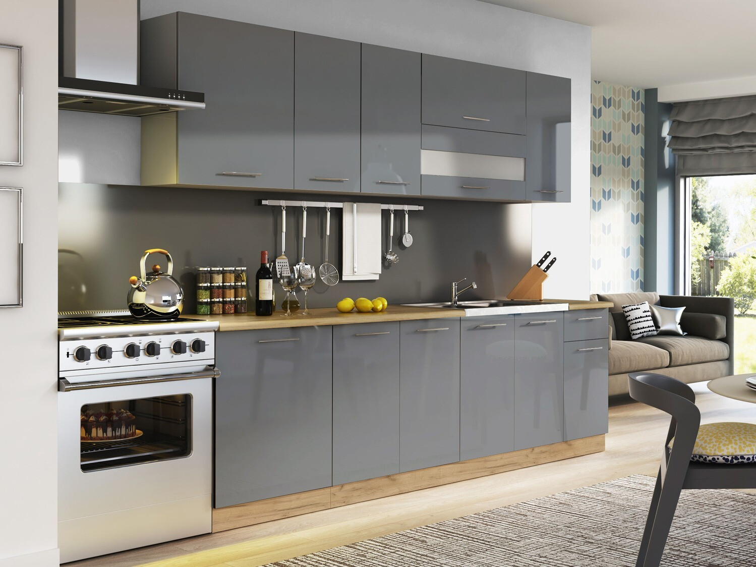 Modular wall cabinet Tiffa Grey 115