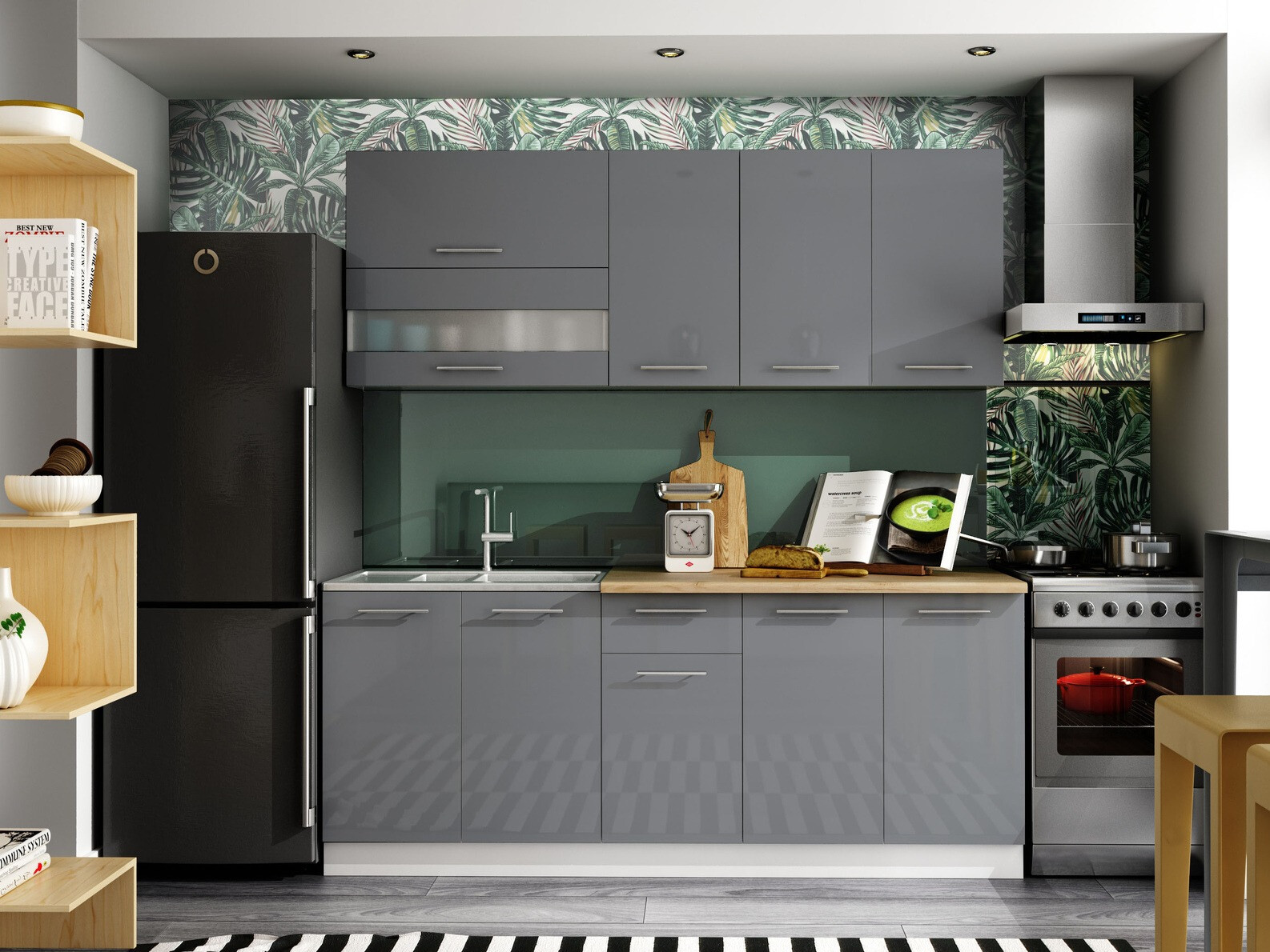 Modular wall cabinet Tiffa Grey 118