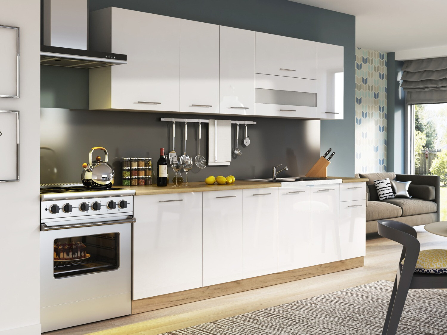 Modular sink cabinet with doors Tiffa White 134