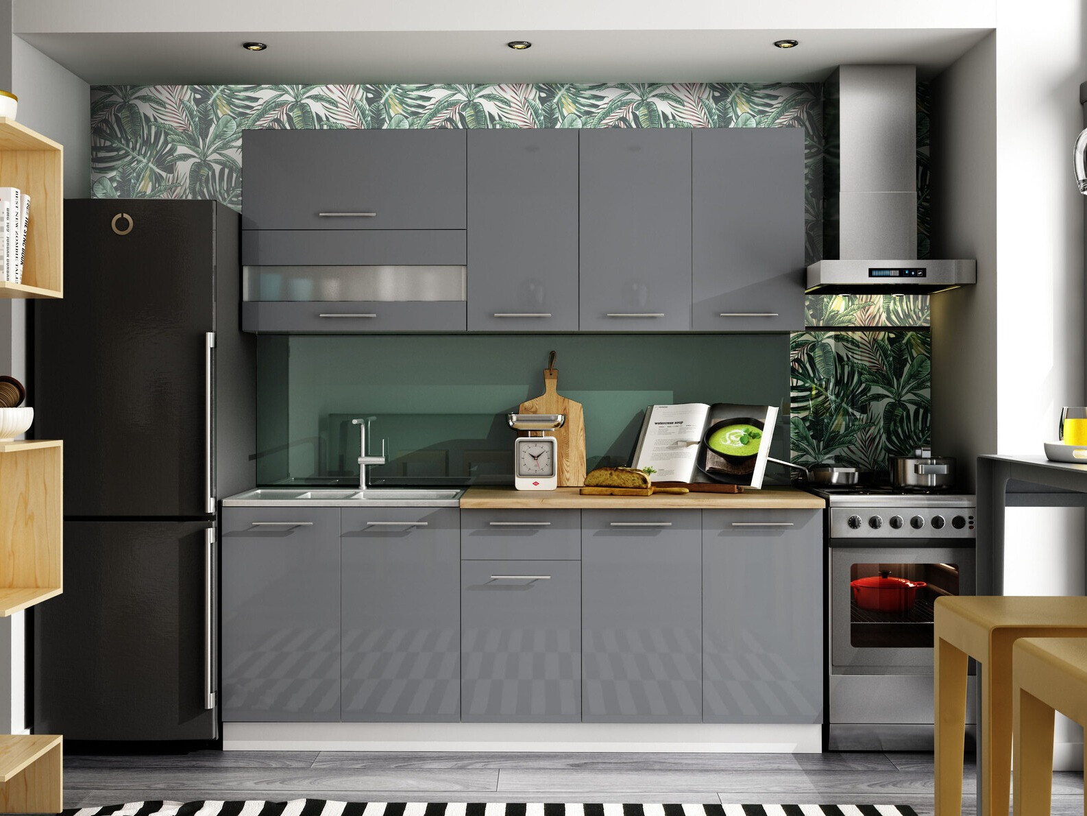 Modular cabinet with drawer and doors Tiffa Grey 138