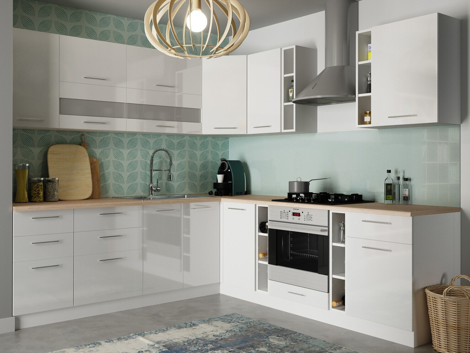 Modular cabinet with drawer and doors Tiffa White 141