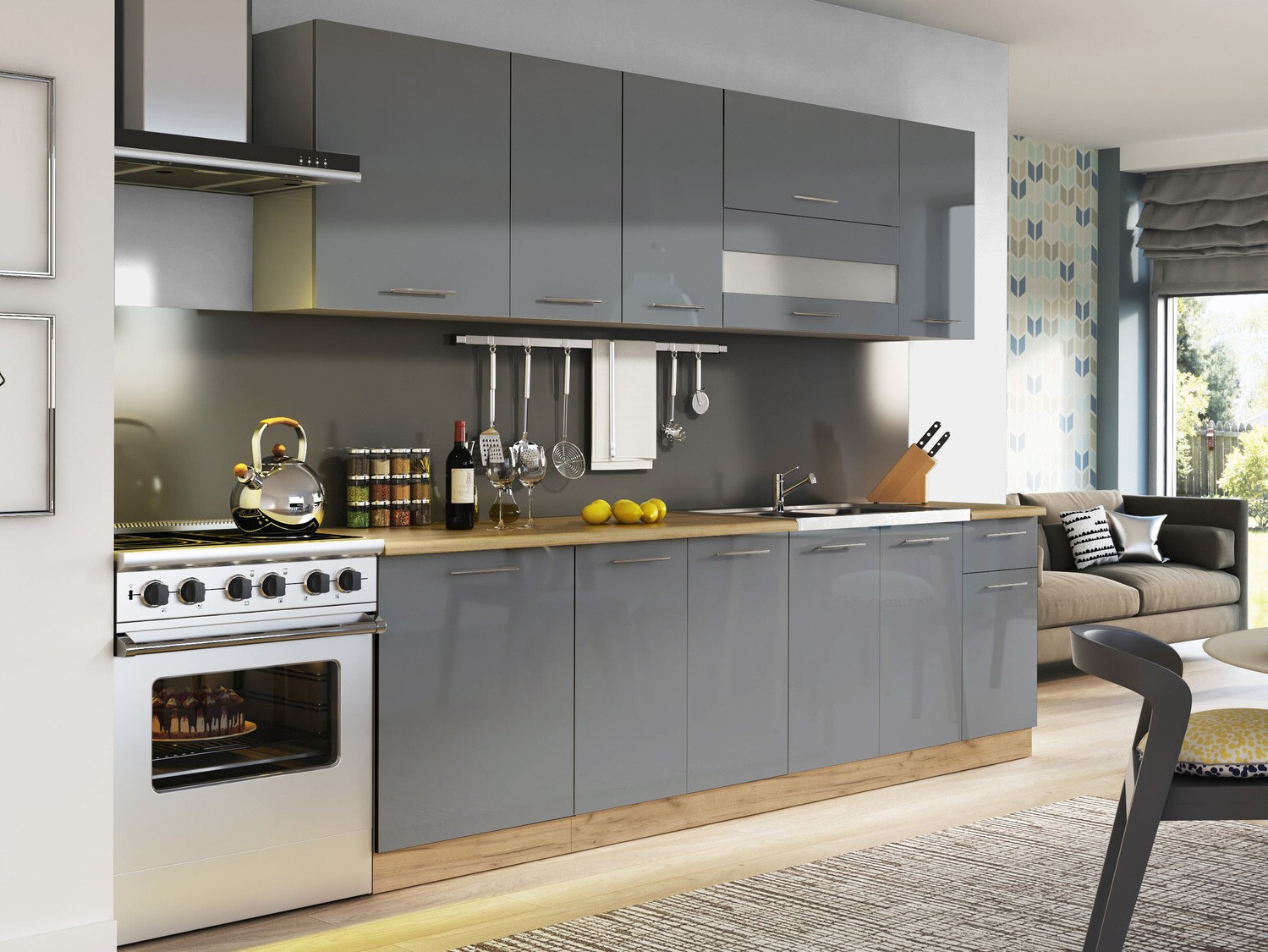 Modular cabinet with doors Tiffa Grey 143