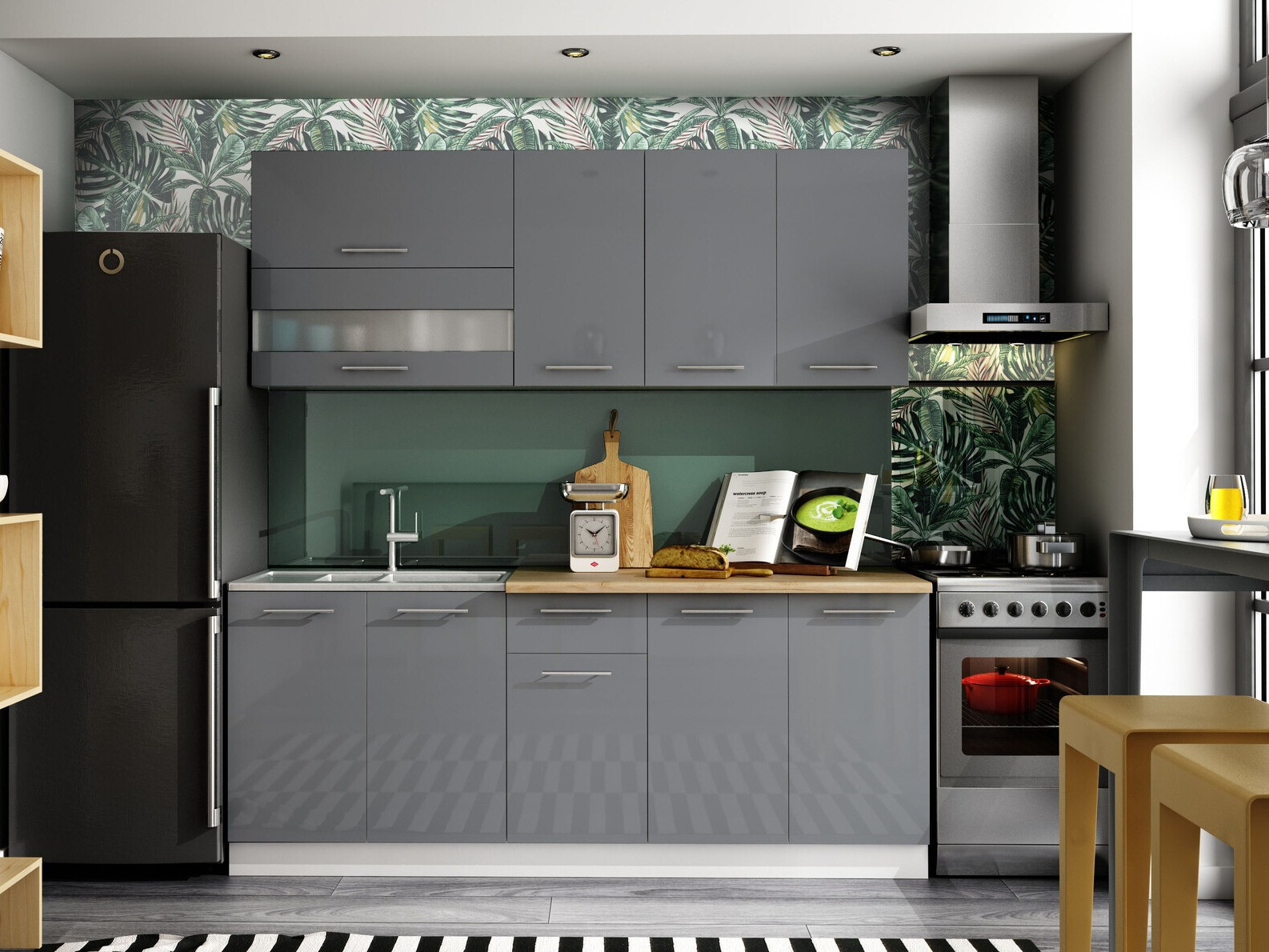 Modular cabinet with doors Tiffa Grey 143