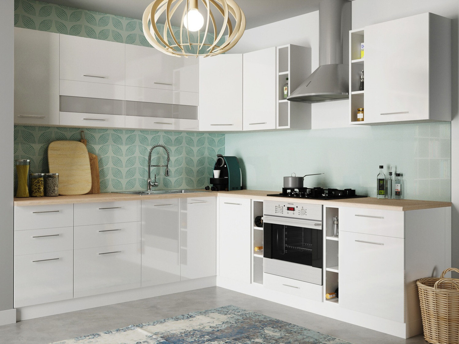 Modular cabinet with drawer and doors Tiffa White 143
