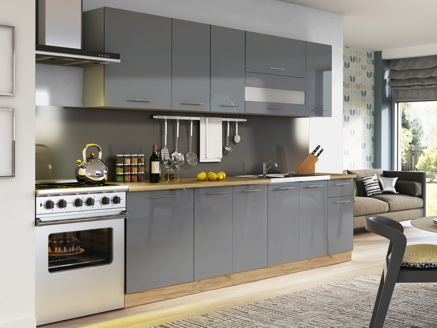 Modular sink cabinet with doors Tiffa Grey 125